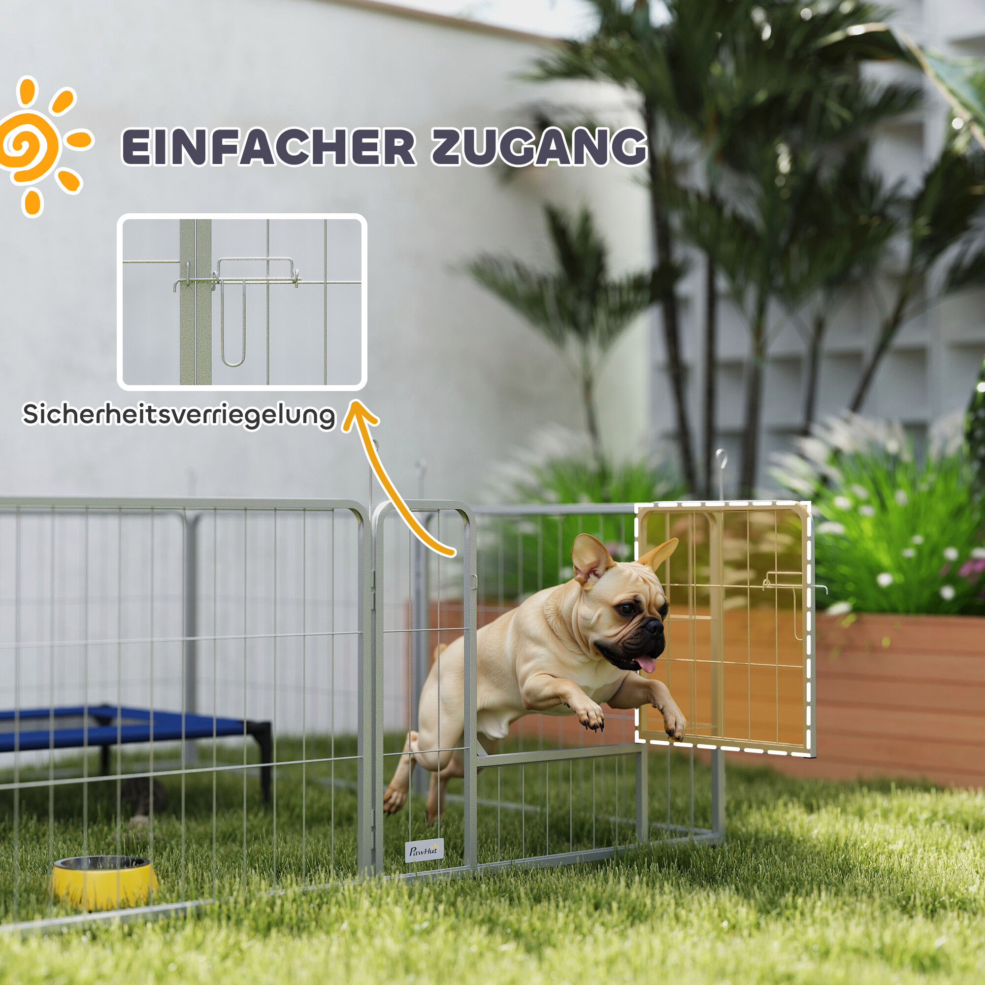 PawHut Welpenauslauf silber Stahl B/H/L: ca. 160x60x160 cm