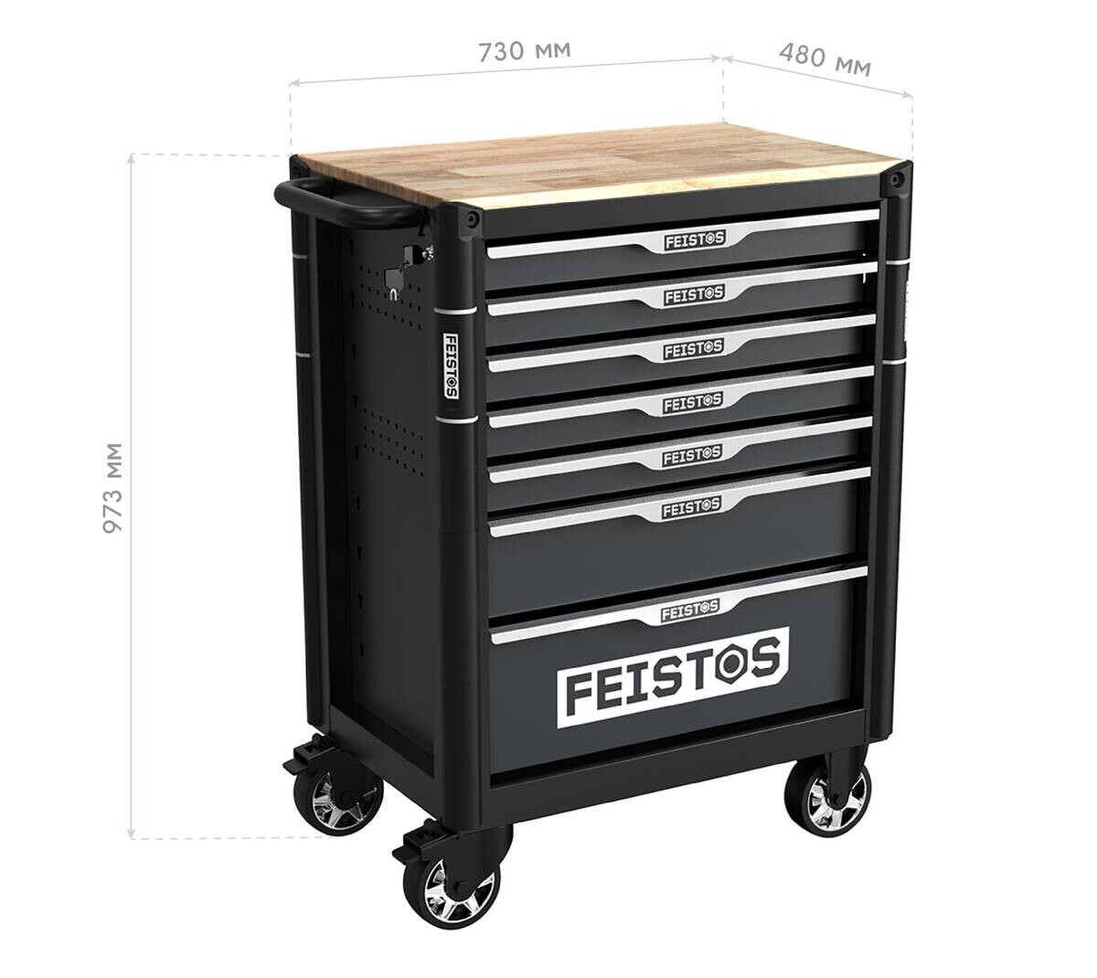 Werkstattwagen Mento schwarz B/H/L: ca. 73x98x48 cm