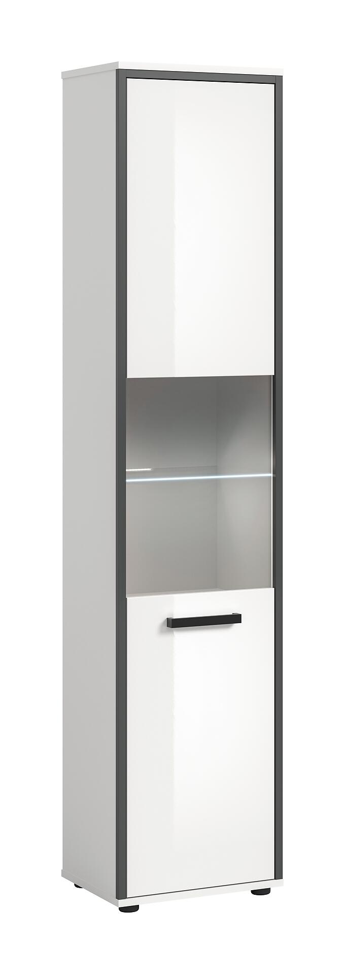 Midischrank KOJAK weiß Hochglanz anthrazit grau B/H/T: ca. 40x188x34 cm
