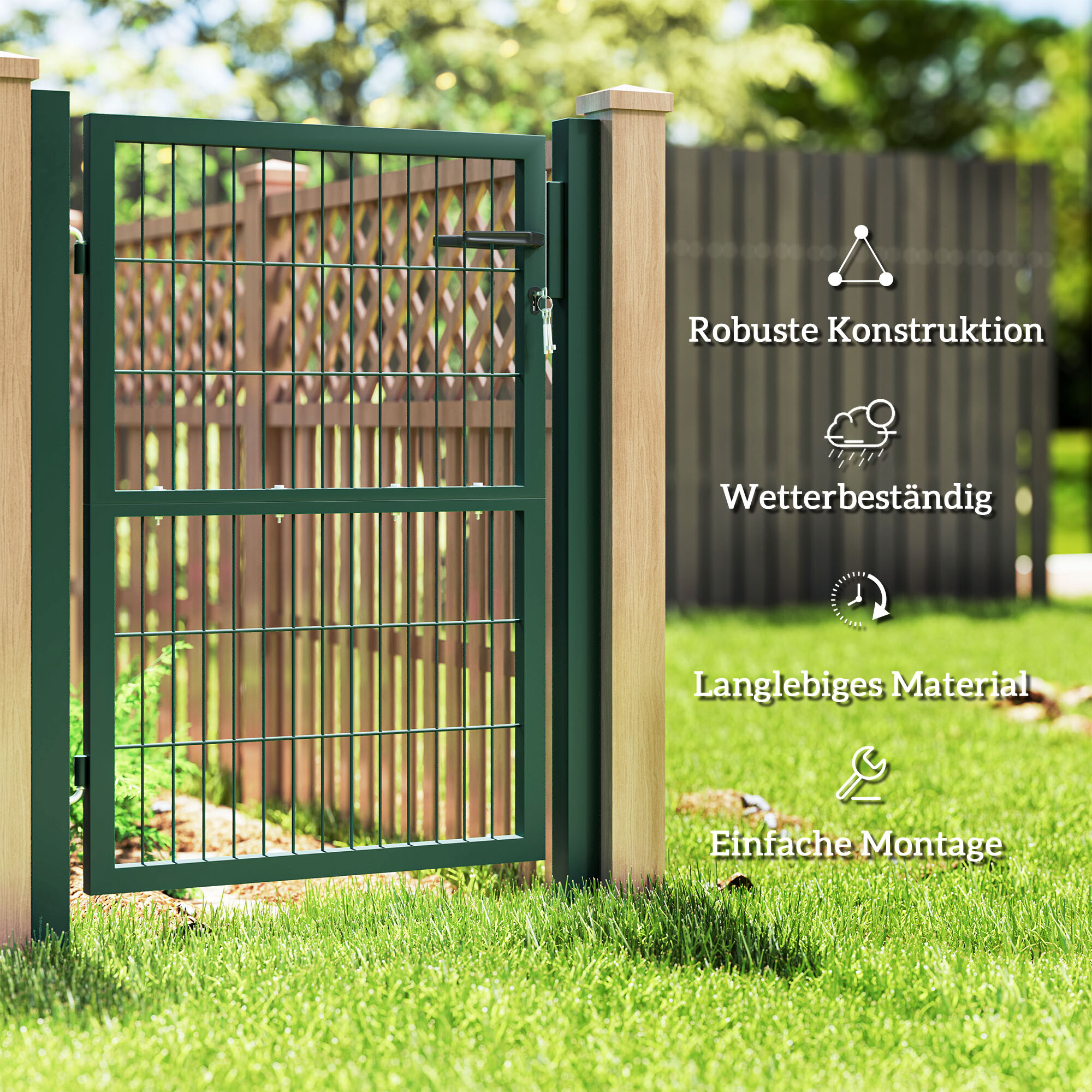 Outsunny Gartentor grün Kunststoff B/H/L: ca. 6x170x97 cm