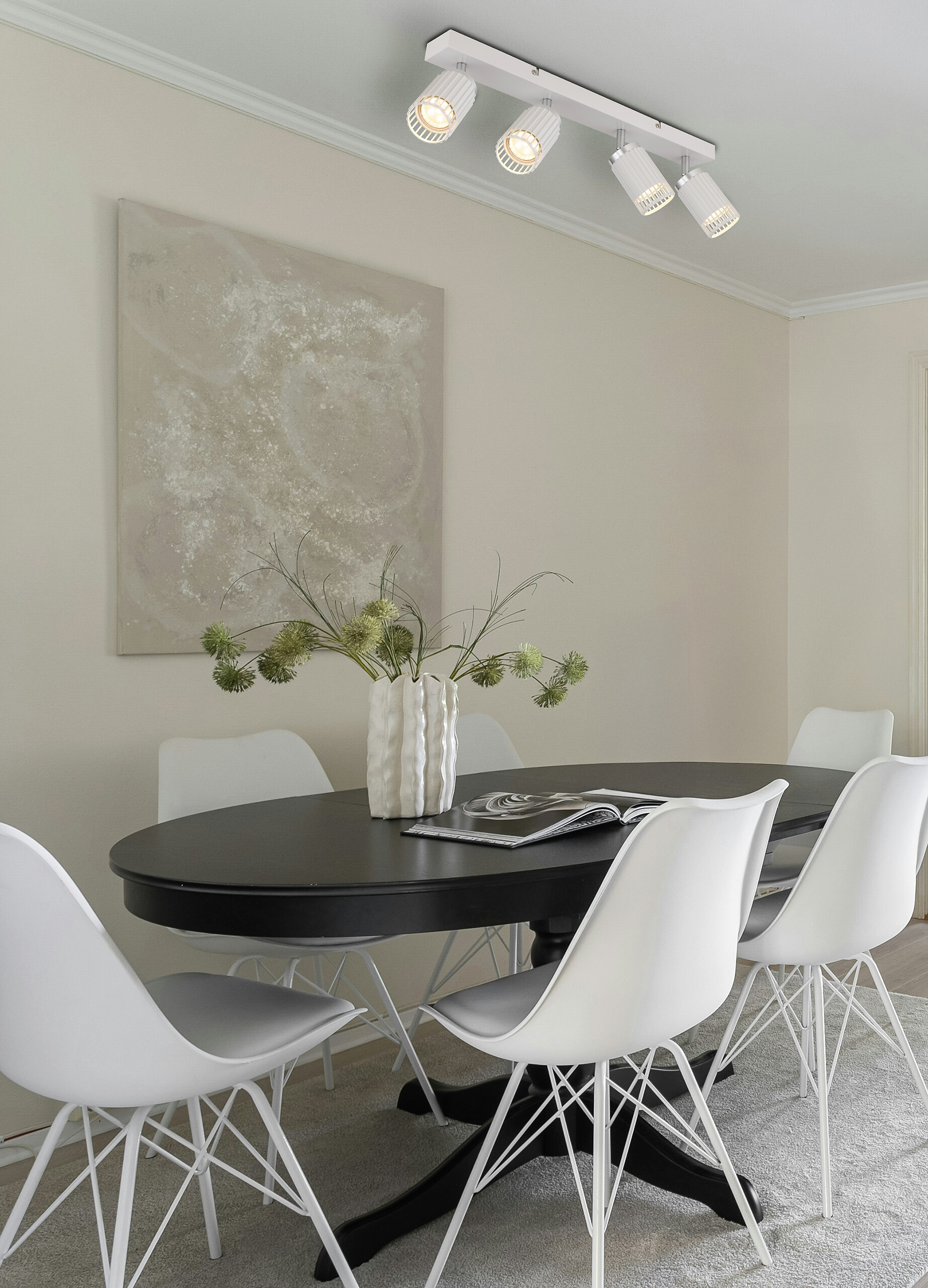 GLOBO Strahler weiß Metall Aluminium B/H/T/L: ca. 12,5x15,5x53x53 cm GU10 4 Brennstellen