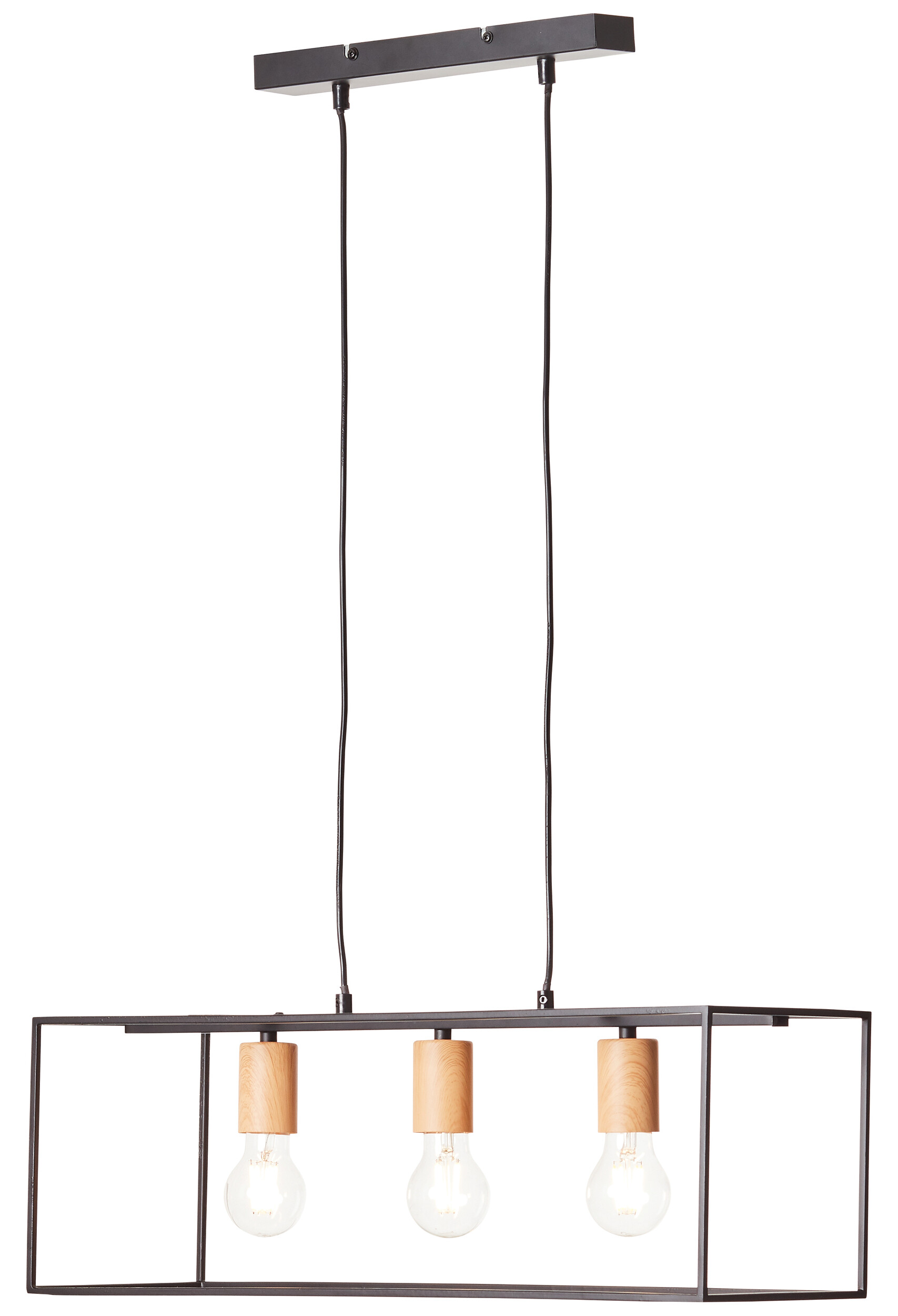 Brilliant Pendelleuchte 92747/76 schwarz Metall B/H/T: ca. 60x110x20 cm E27 3 Brennstellen