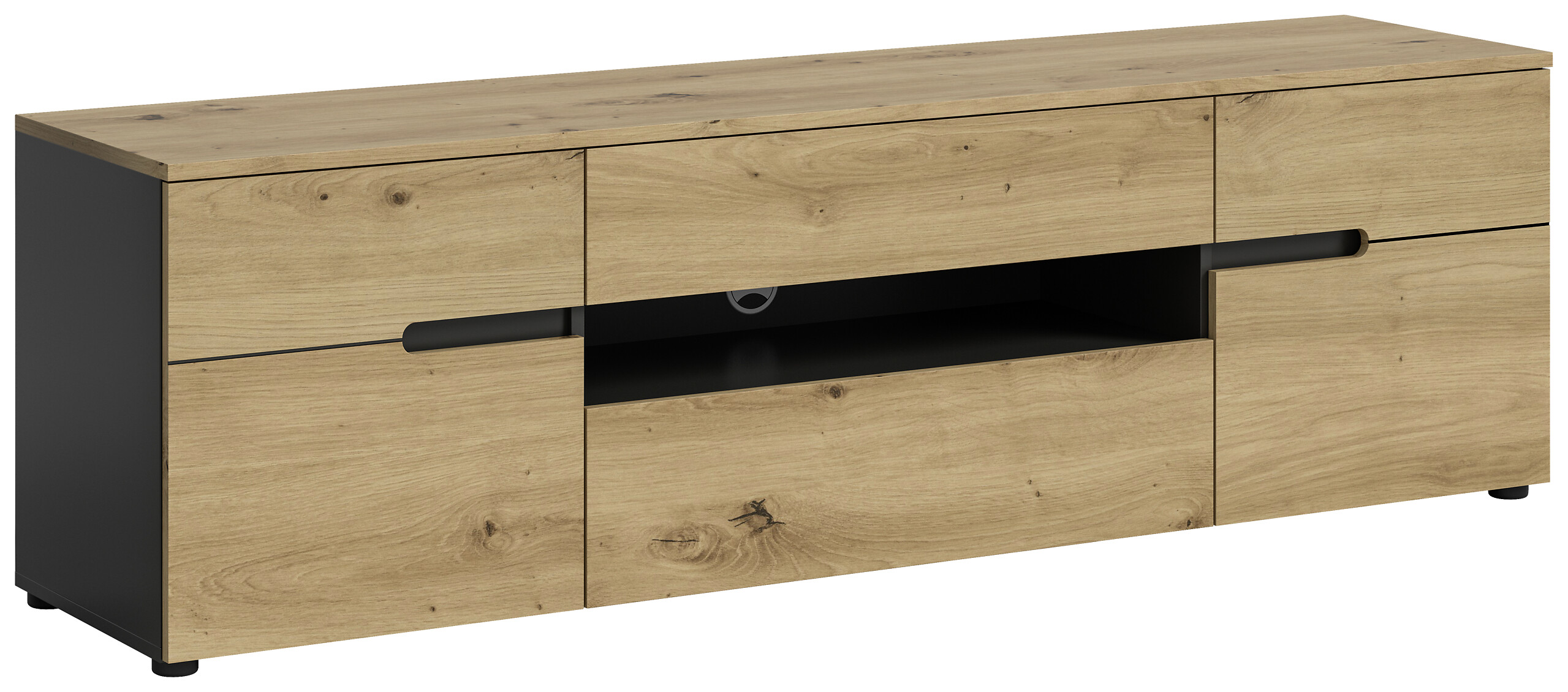 TV-Lowboard Canu basaltgrau Nachbildung Artisan Oak Nachbildung B/H/T: ca. 55x184x44 cm