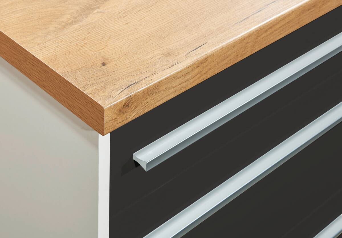 Respekta Inselküche Gabriel grau Hochglanz B/H/T: ca. 320x200x60 cm