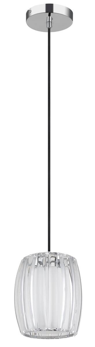 GLOBO Pendelleuchte Chrom Opal schwarz Metall Glas Textil H/D: ca. 120x18 cm E27 1 Brennstellen