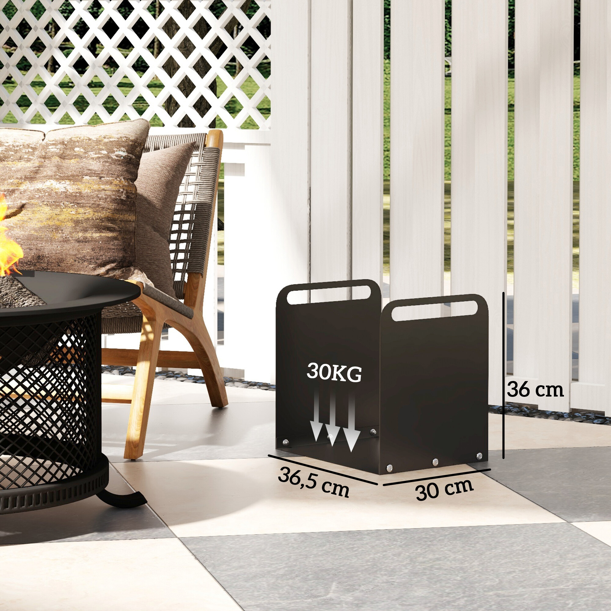 Outsunny Kaminholzregal schwarz B/H/L: ca. 30x36x36,5 cm