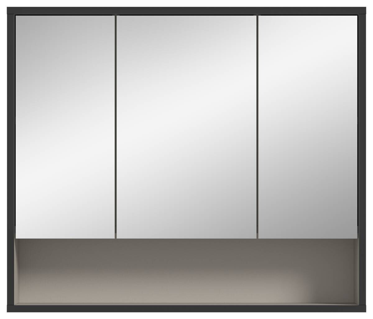 Spiegelschrank BAGNO schwarz Kaschmirgrau Nachbildung B/H/T: ca. 80x68x19 cm