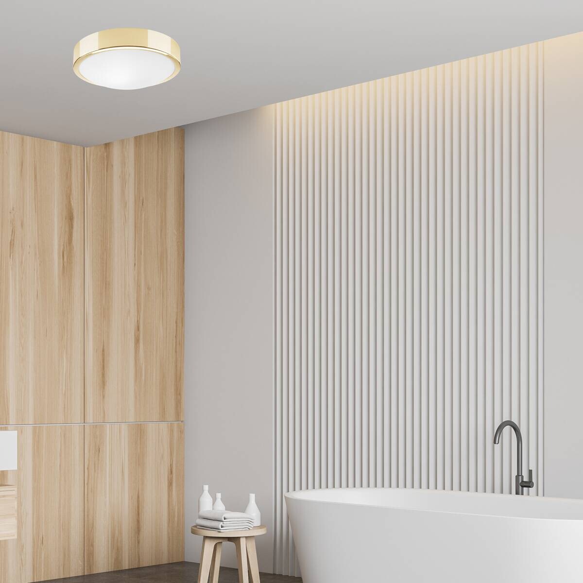 Lamkur Deckenleuchte JONAS gold Glas Stahl B/H/L: ca. 27x8x27 cm E27 1 Brennstellen