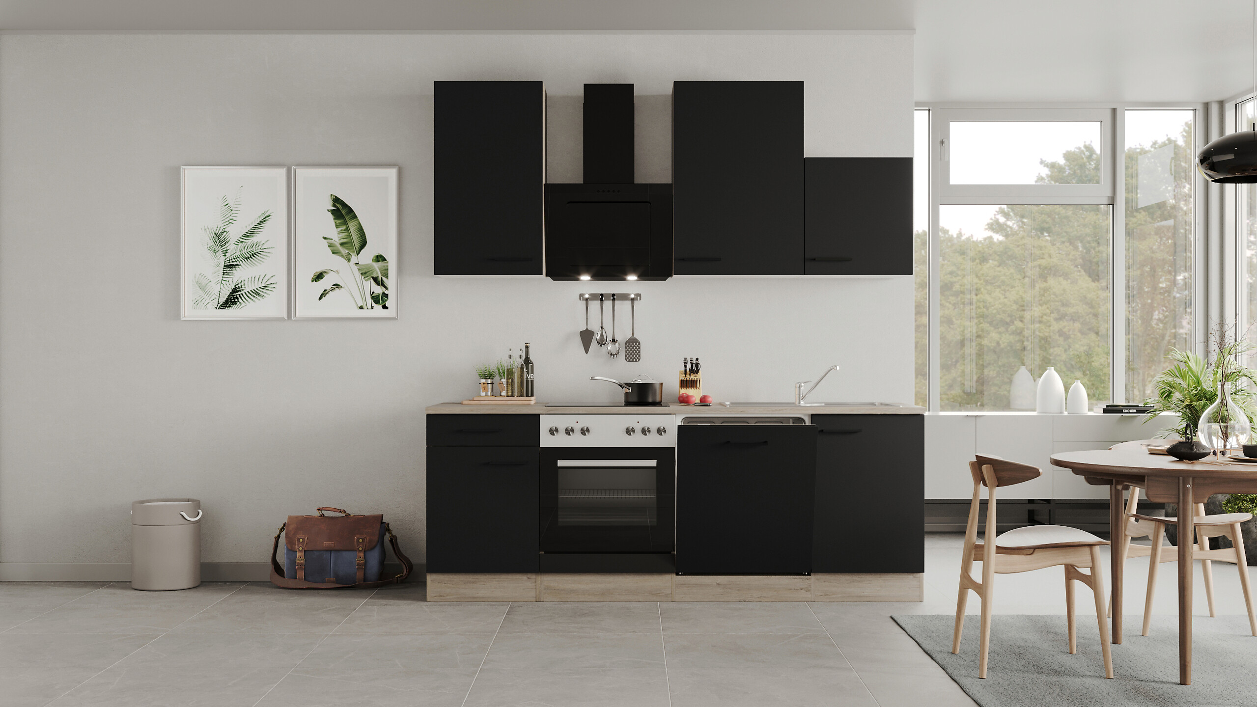 Küchenblock Capri schwarz matt B/H/T: ca. 220x234x60 cm