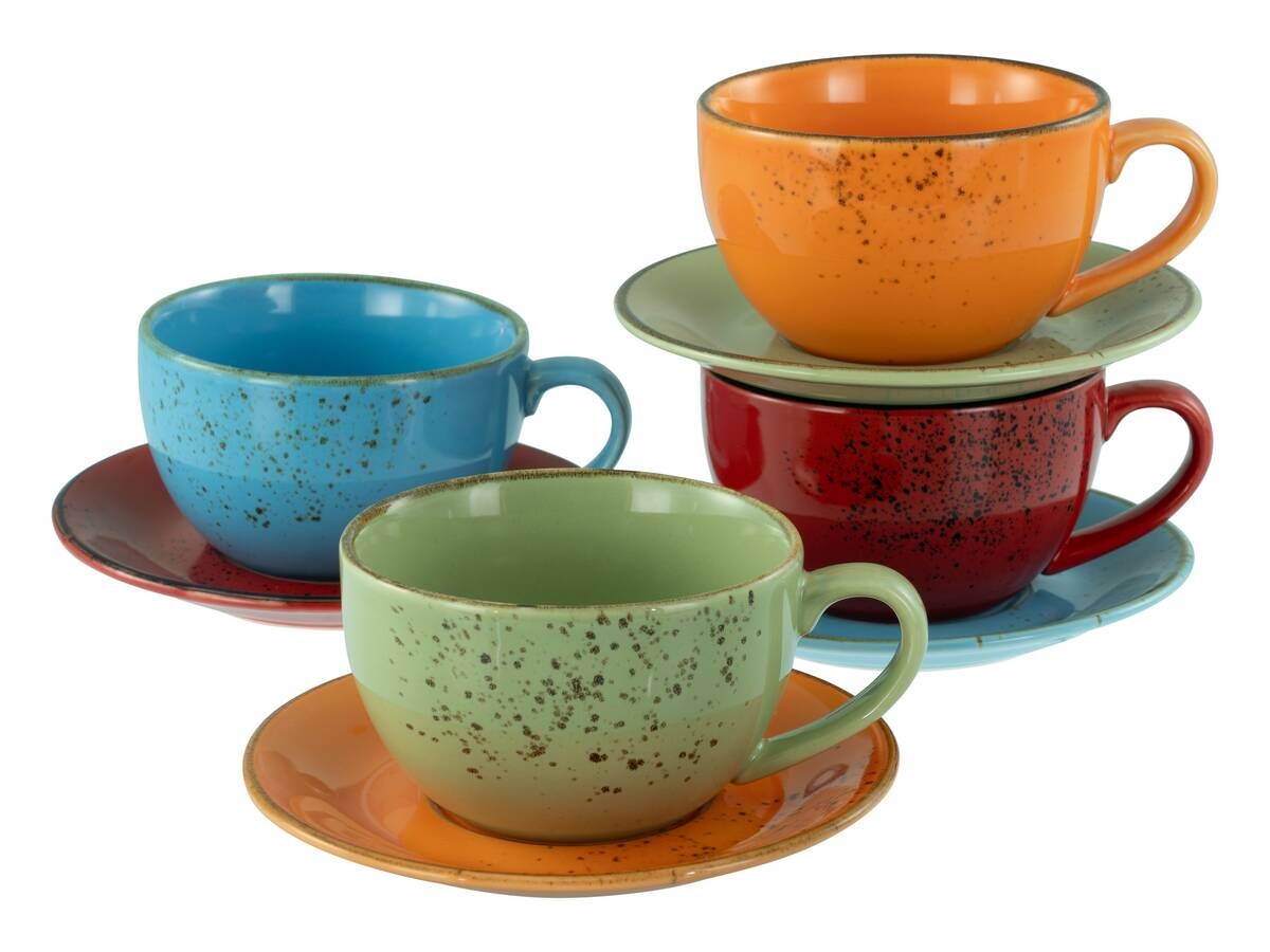 CreaTable Cappuccino-Set Nature Collection Mediterran bunt Steinzeug