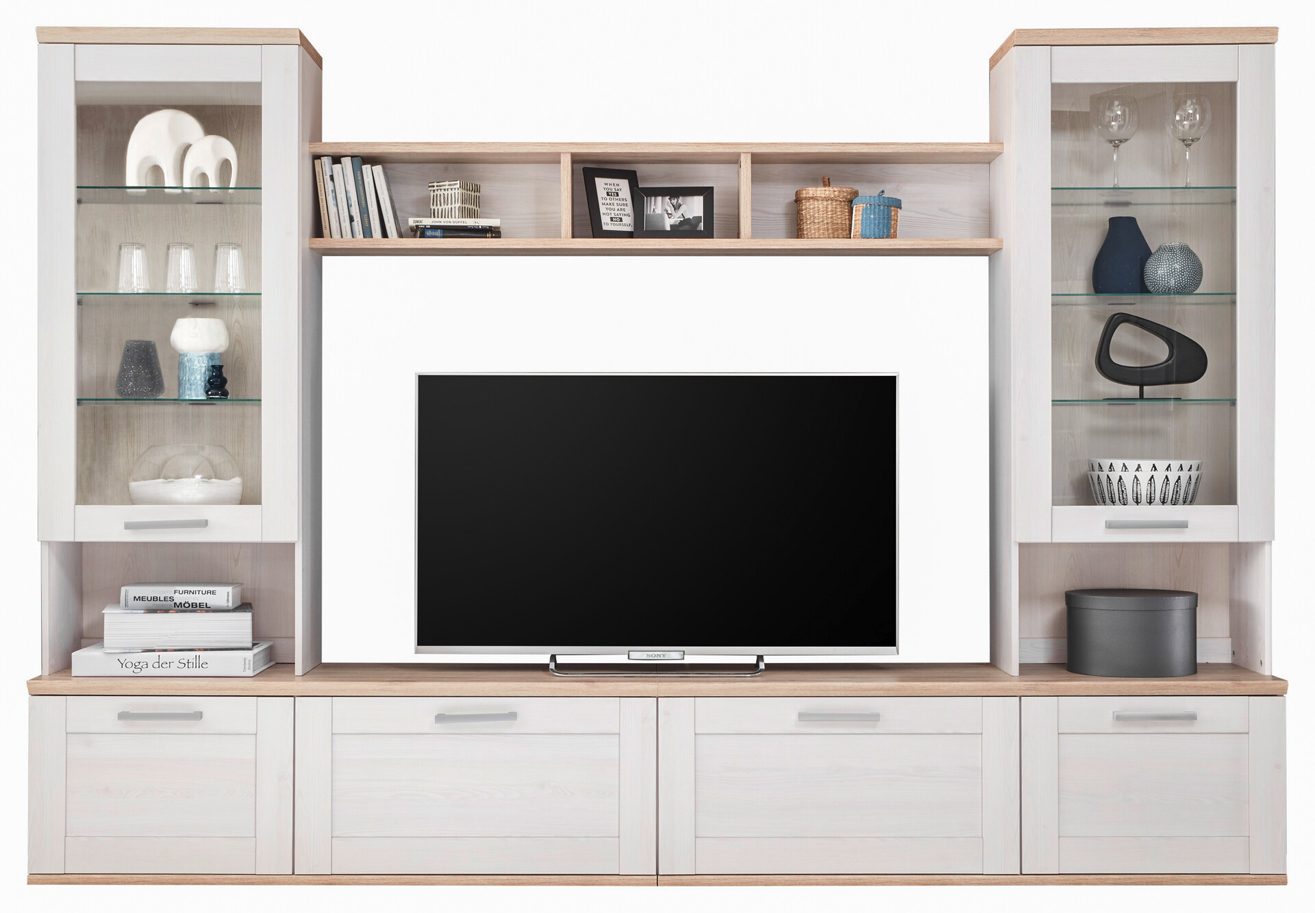 Wohnwand Romance Sibiu Lärche Nachbildung Eiche San-Remo Nachbildung B/H/T: ca. 277x191x43 cm