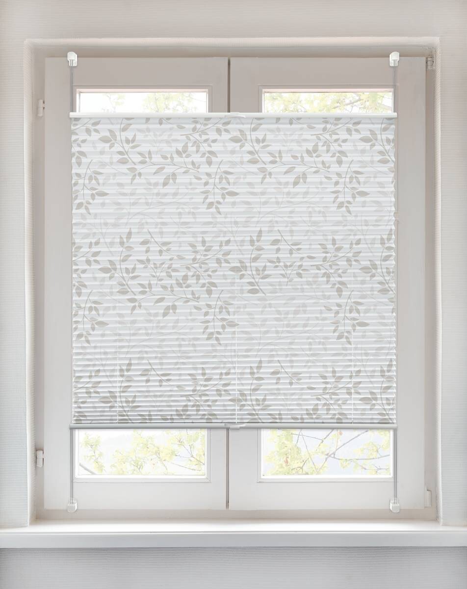 Spannplissee Blätter taupe B/L: ca. 100x130 cm