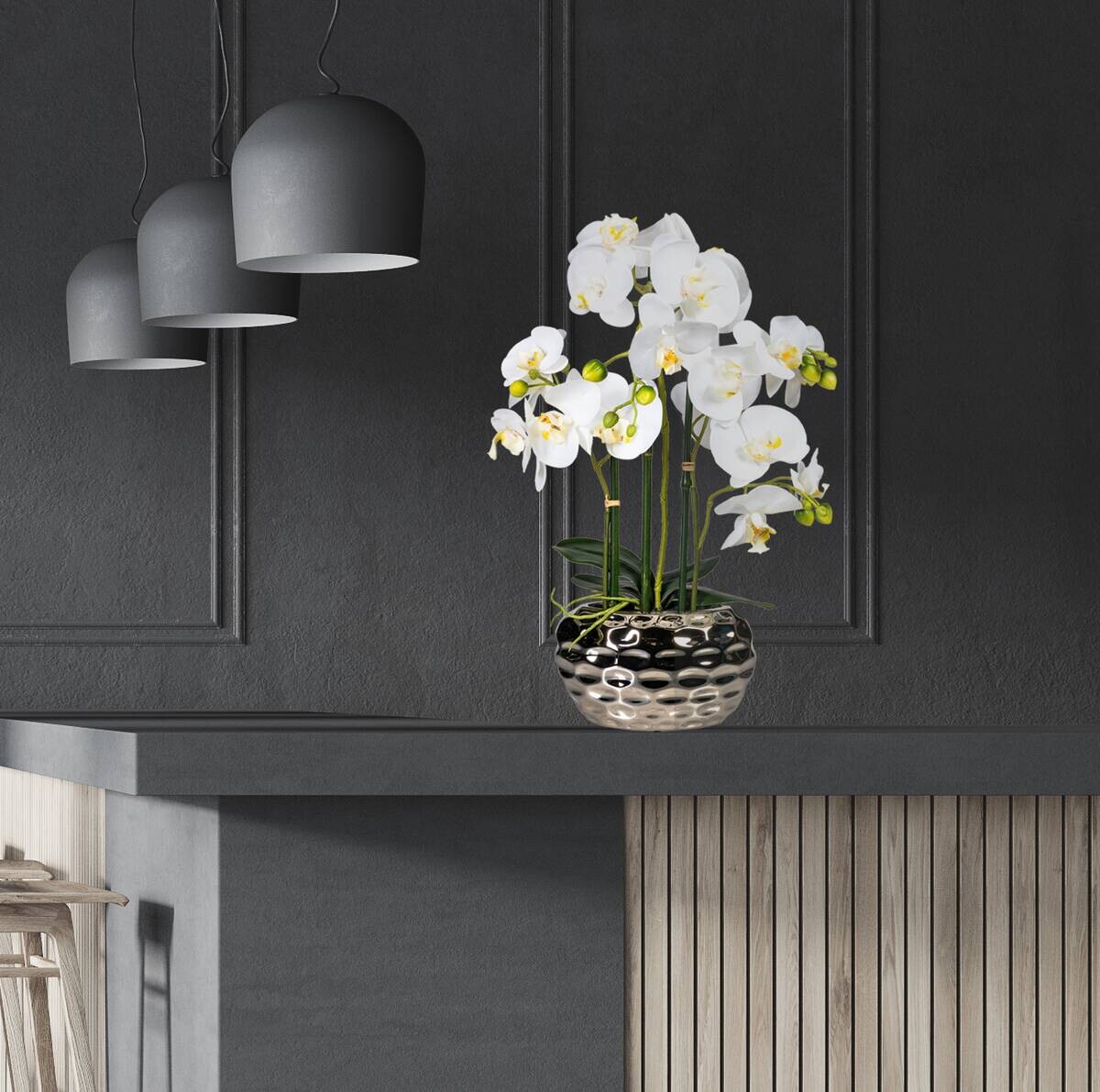 Orchidee weiß Kunststoff H: ca. 55 cm