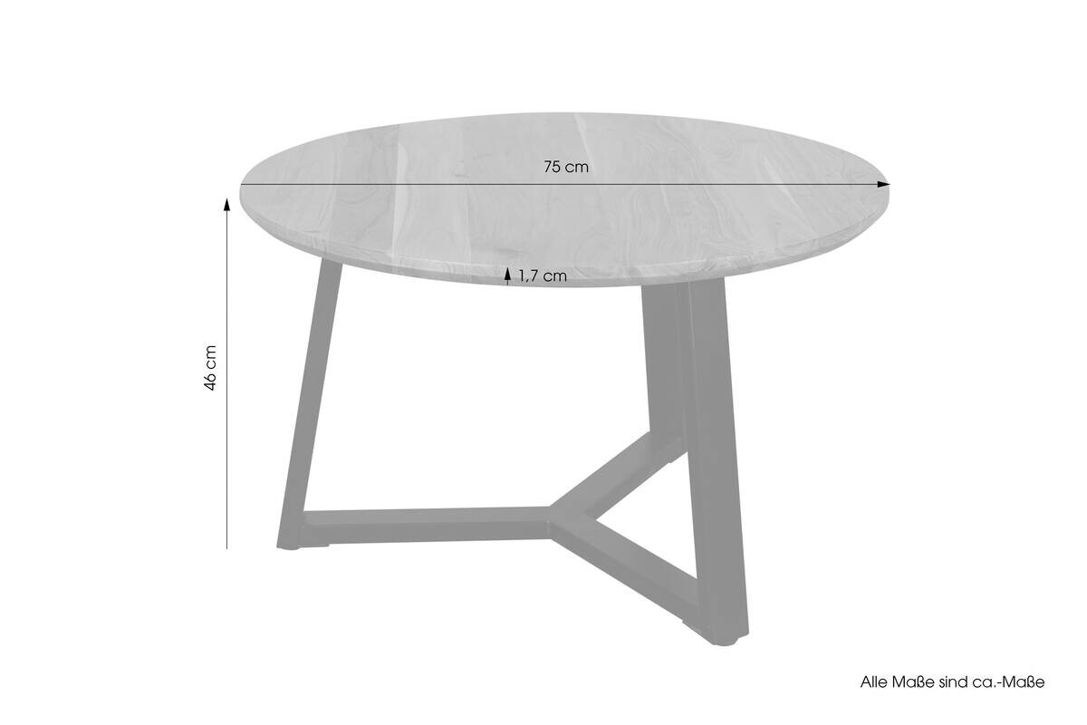 byLIVING Couchtisch CROSS Akazie Metall H/D: ca. 46x75 cm
