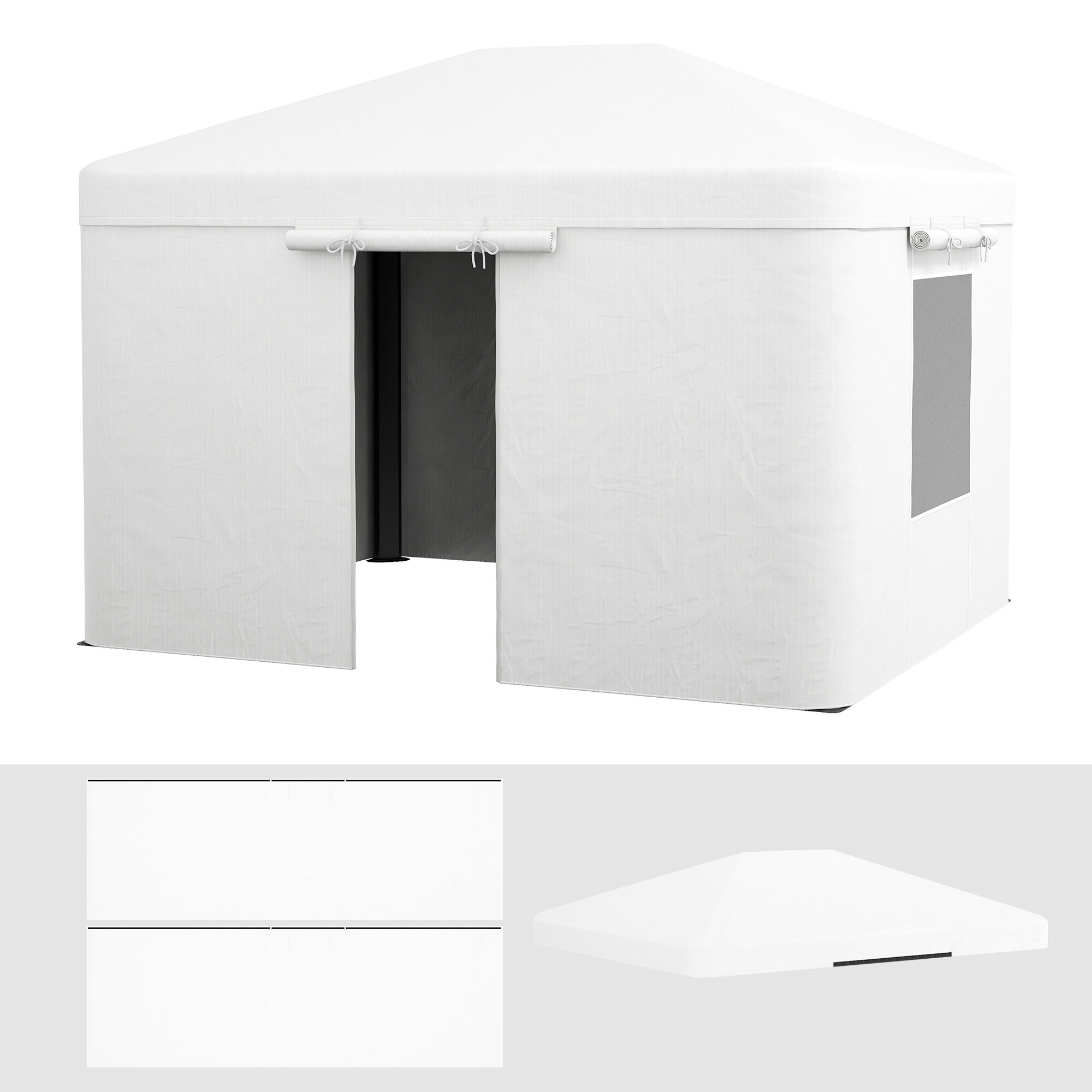 Outsunny Pavillon-Abdeckung 3,6x3m weiß Kunststoff B/H/L: ca. 300x270x360 cm