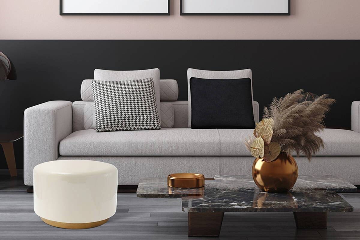 360 Living Hocker Artisse 251 elfenbein gold Metall H/D: ca. 43x51,5 cm