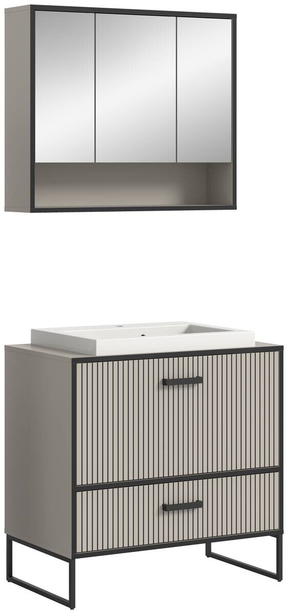 Badezimmer-Set BAGNO schwarz Kaschmirgrau Nachbildung B/H/T: ca. 80x192x48 cm