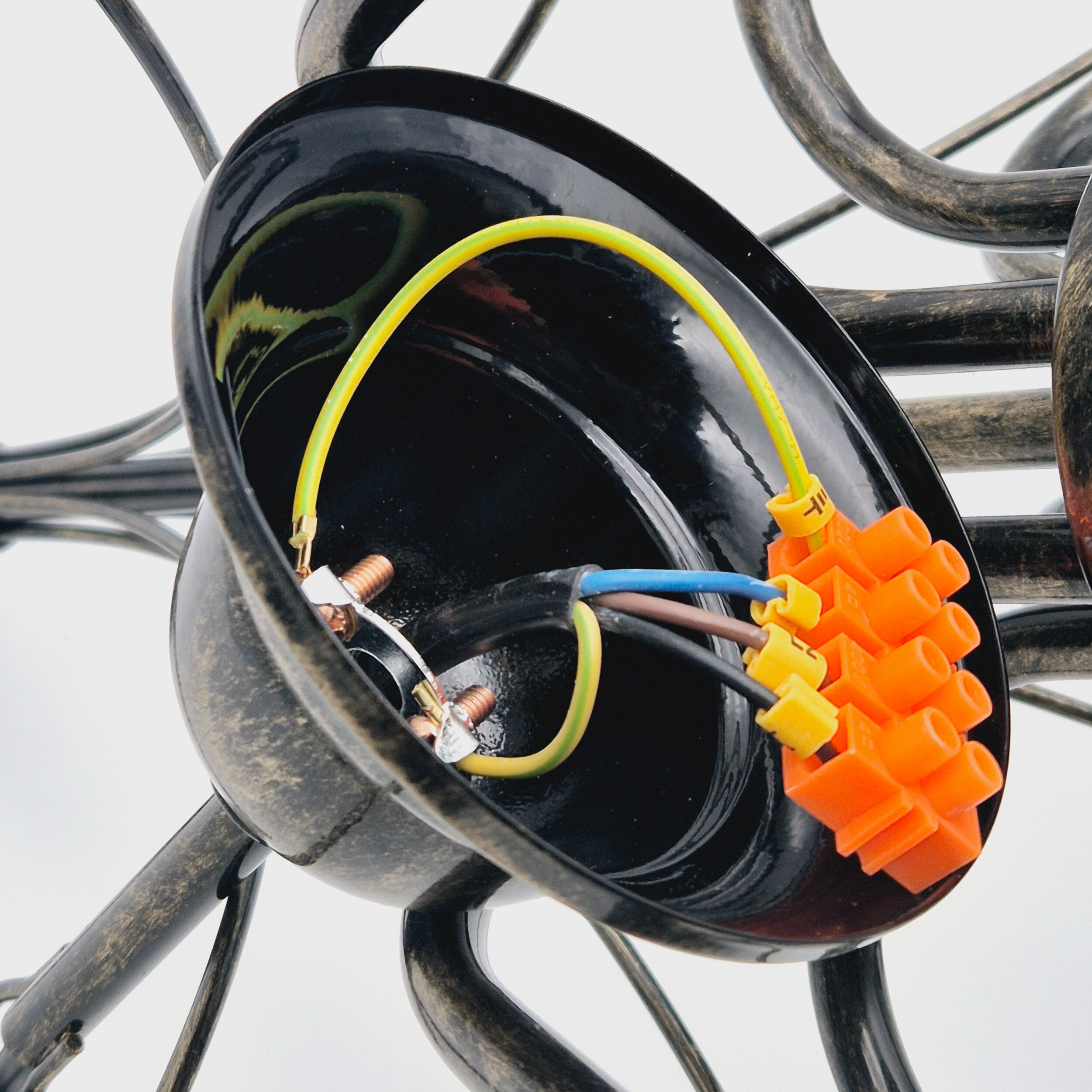 Lamkur Kronleuchter Donato schwarz Stahl B/H/L: ca. 57x72x57 cm E14 6 Brennstellen