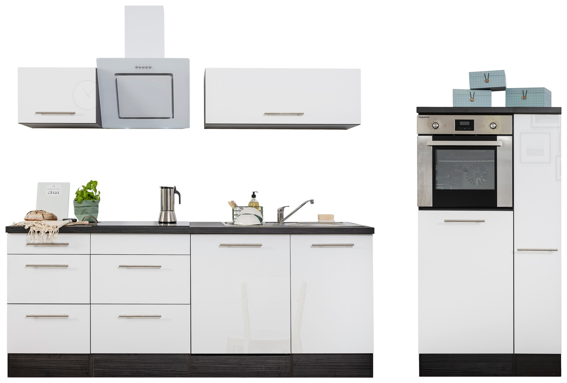 Respekta Küchenblock Amanda weiß Hochglanz B/H/T: ca. 310x200x60 cm