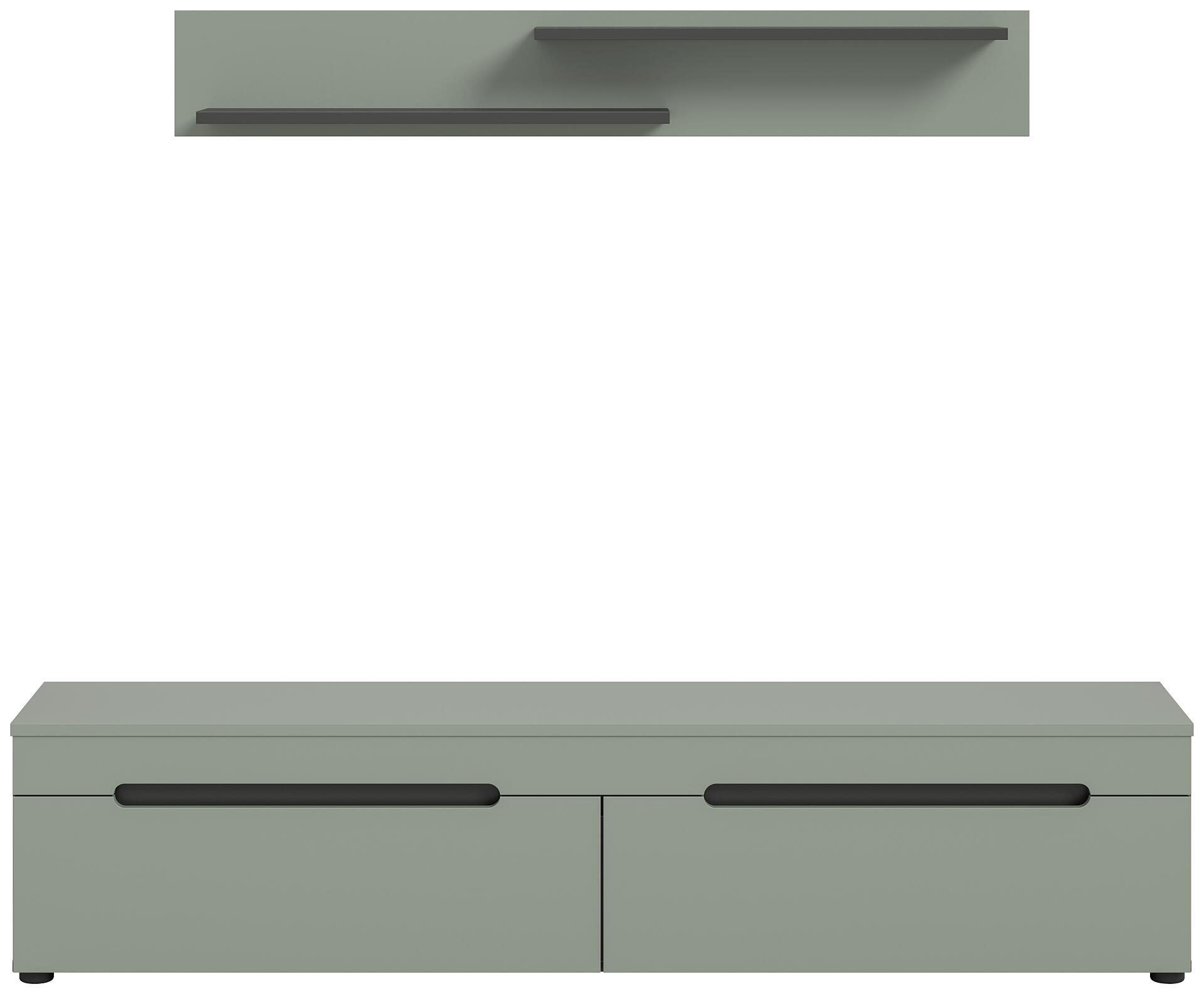 TV-Lowboard Canu grün basaltgrau Nachbildung B/H/T: ca. 170x38x33 cm