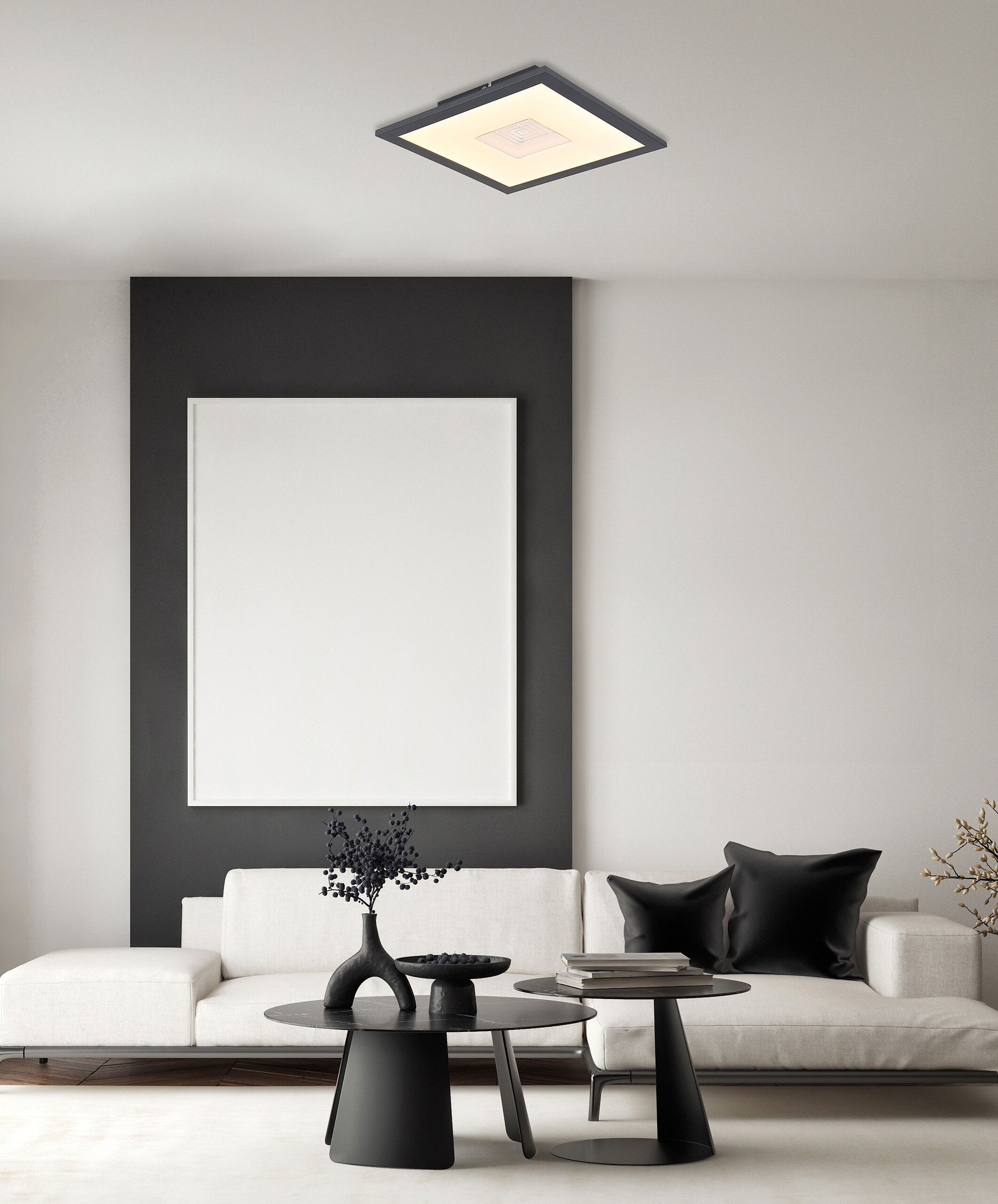 GLOBO Deckenleuchte silber Opal weiß Kunststoff B/H/T/L: ca. 30x6x30x30 cm 1 Brennstellen