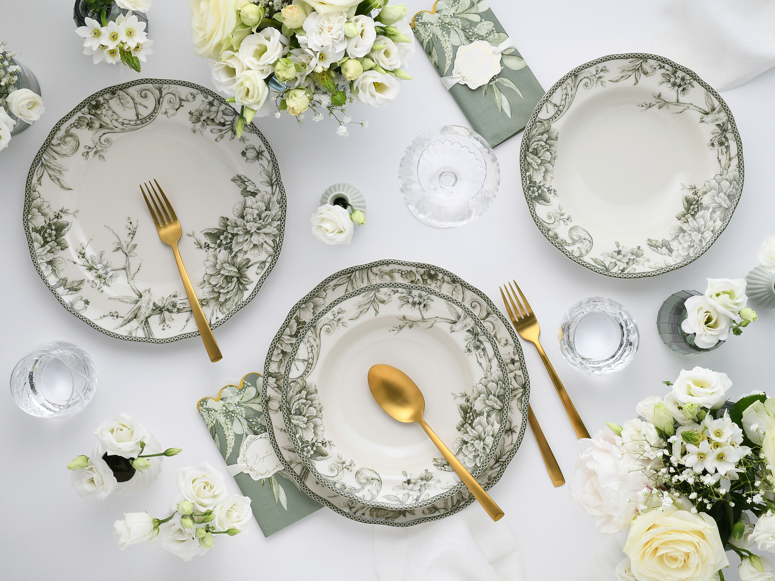 CreaTable Tafelservice Adelaide Grün grün Porzellan 8 tlg.