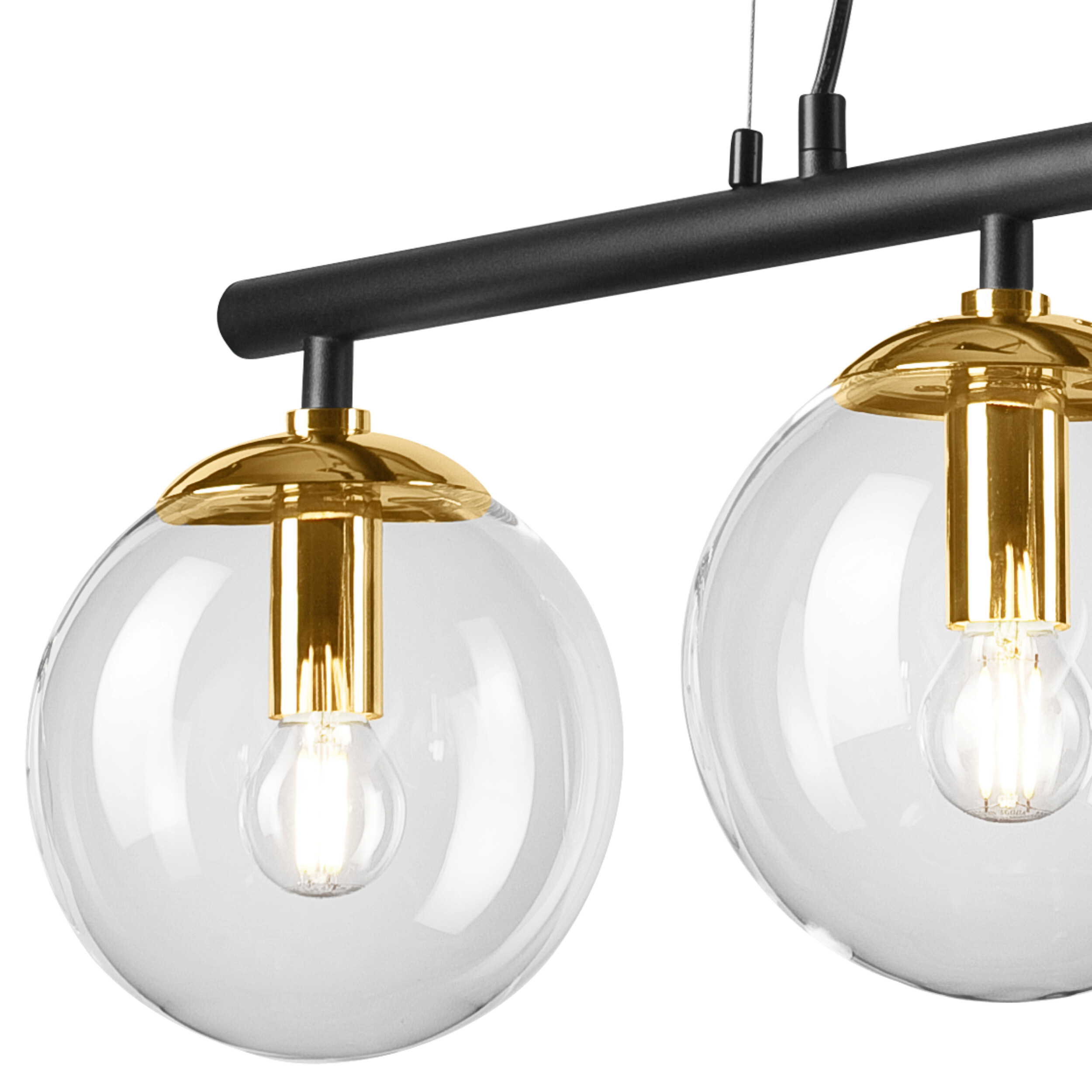 Lamkur Deckenleuchte gold Stahl Glas B/H/L: ca. 12x150x70 cm E14 3 Brennstellen