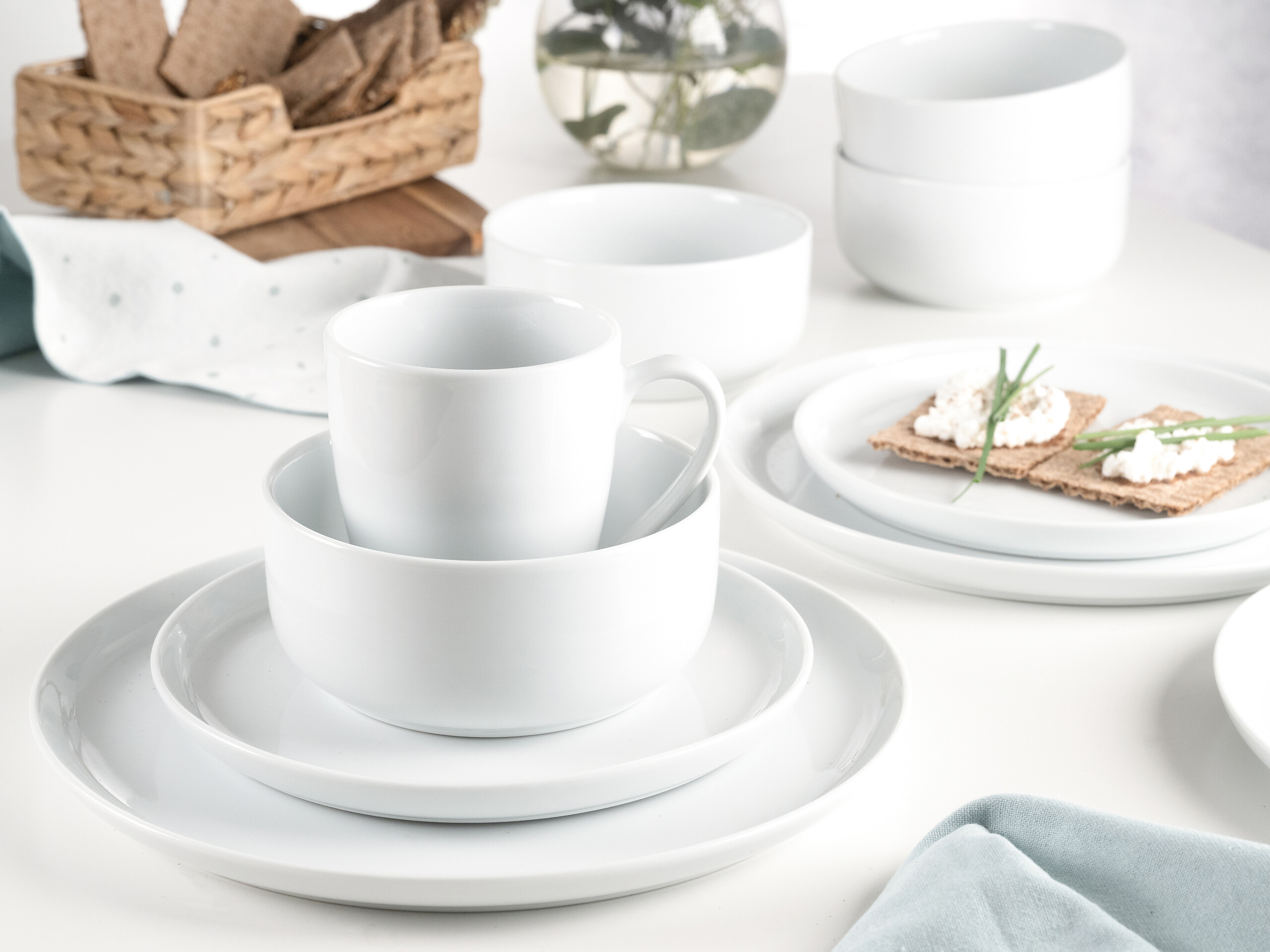CreaTable Kombiservice Scandi weiß Porzellan 16 tlg.
