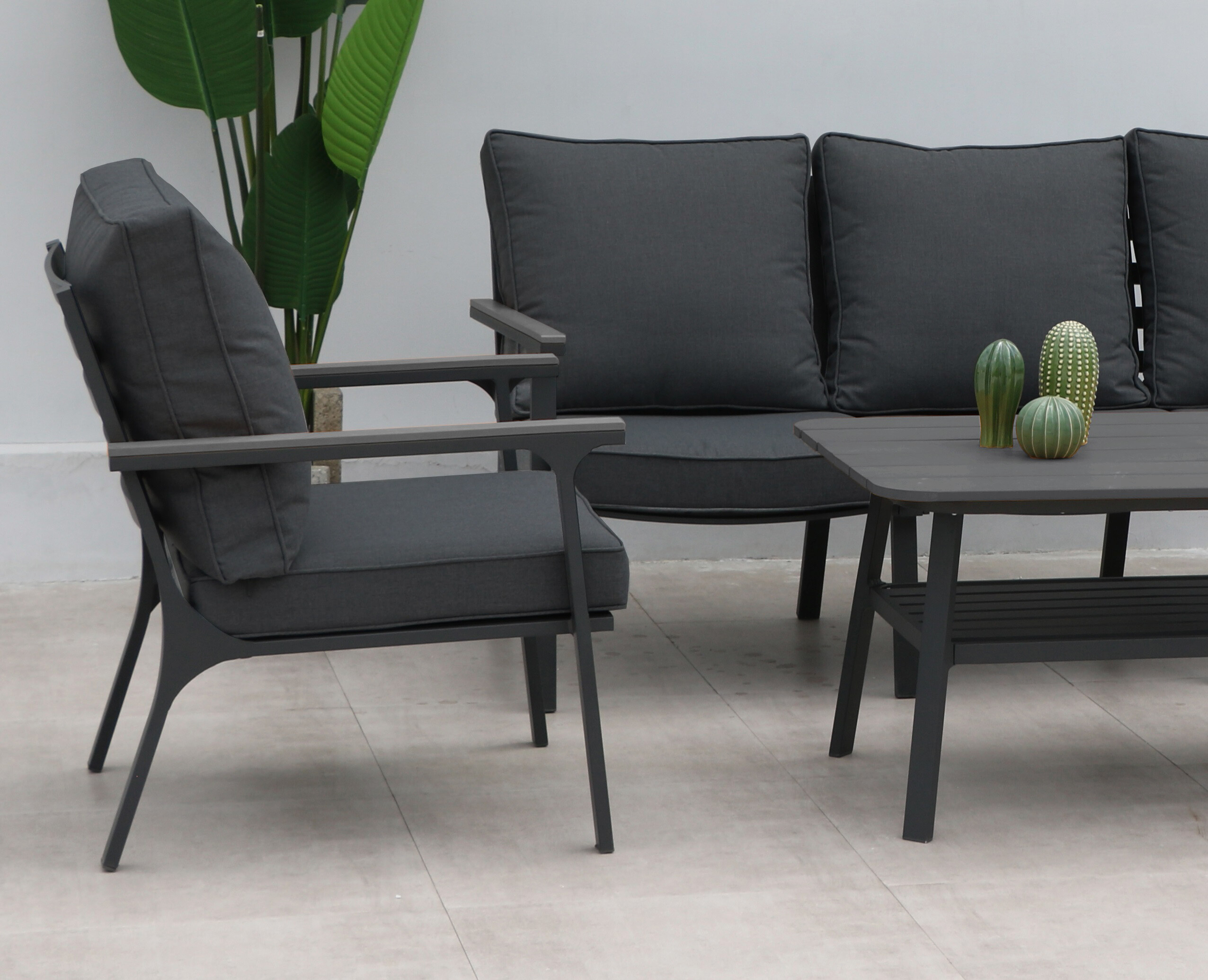 Acamp Loungeset Samos anthrazit Aluminium B/H/L: ca. 81x81x180 cm