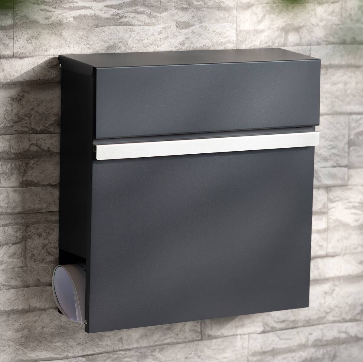 Briefkasten silber B/H/L: ca. 15,5x42x42,5 cm