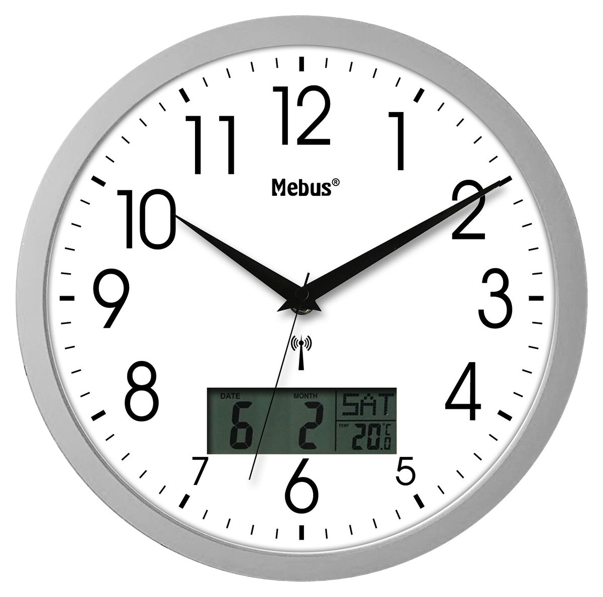 Mebus Wanduhr silber B/H/L/D: ca. 4,5x30x30x30 cm