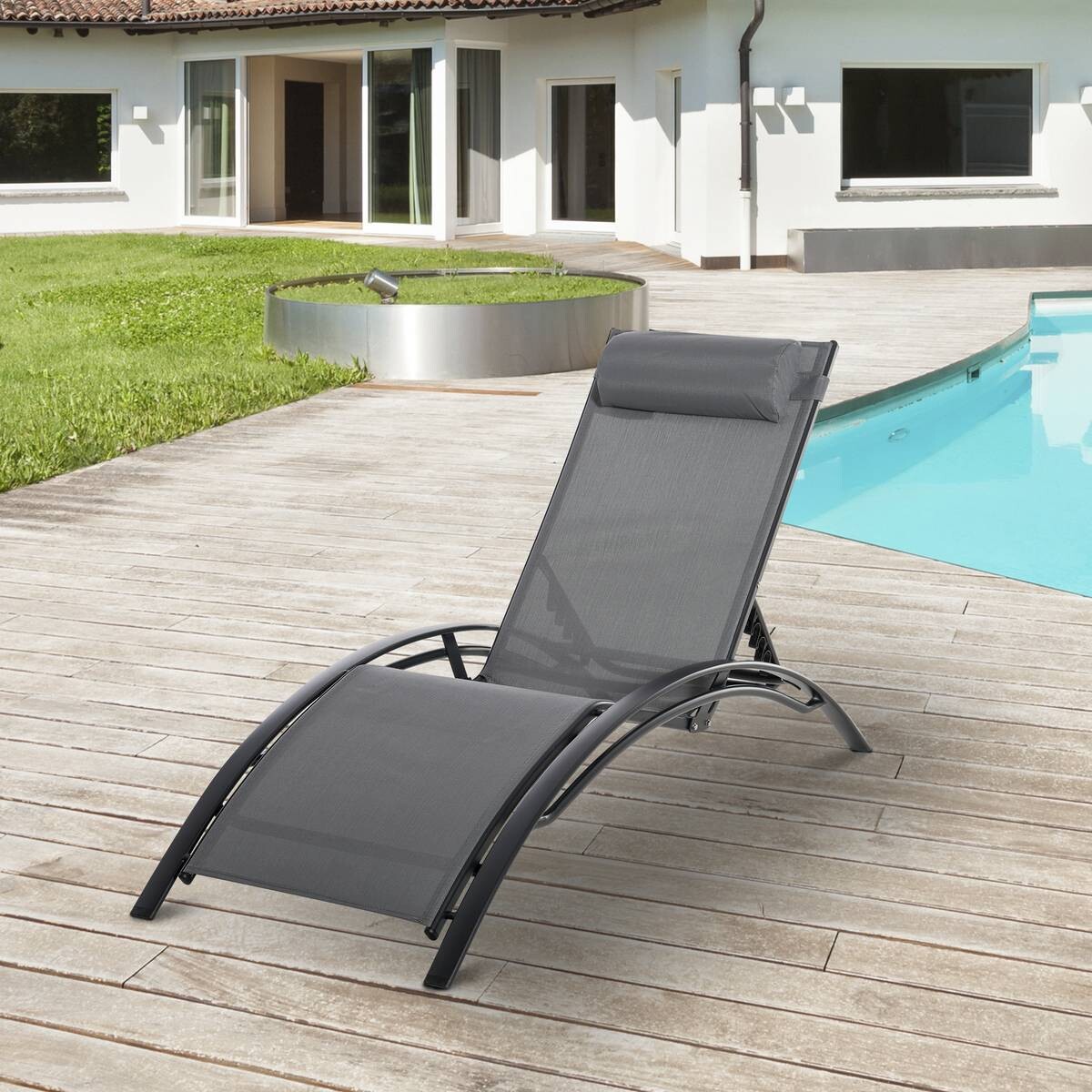 Outsunny Gartenliege grau Aluminium B/H/L: ca. 64x82x171 cm
