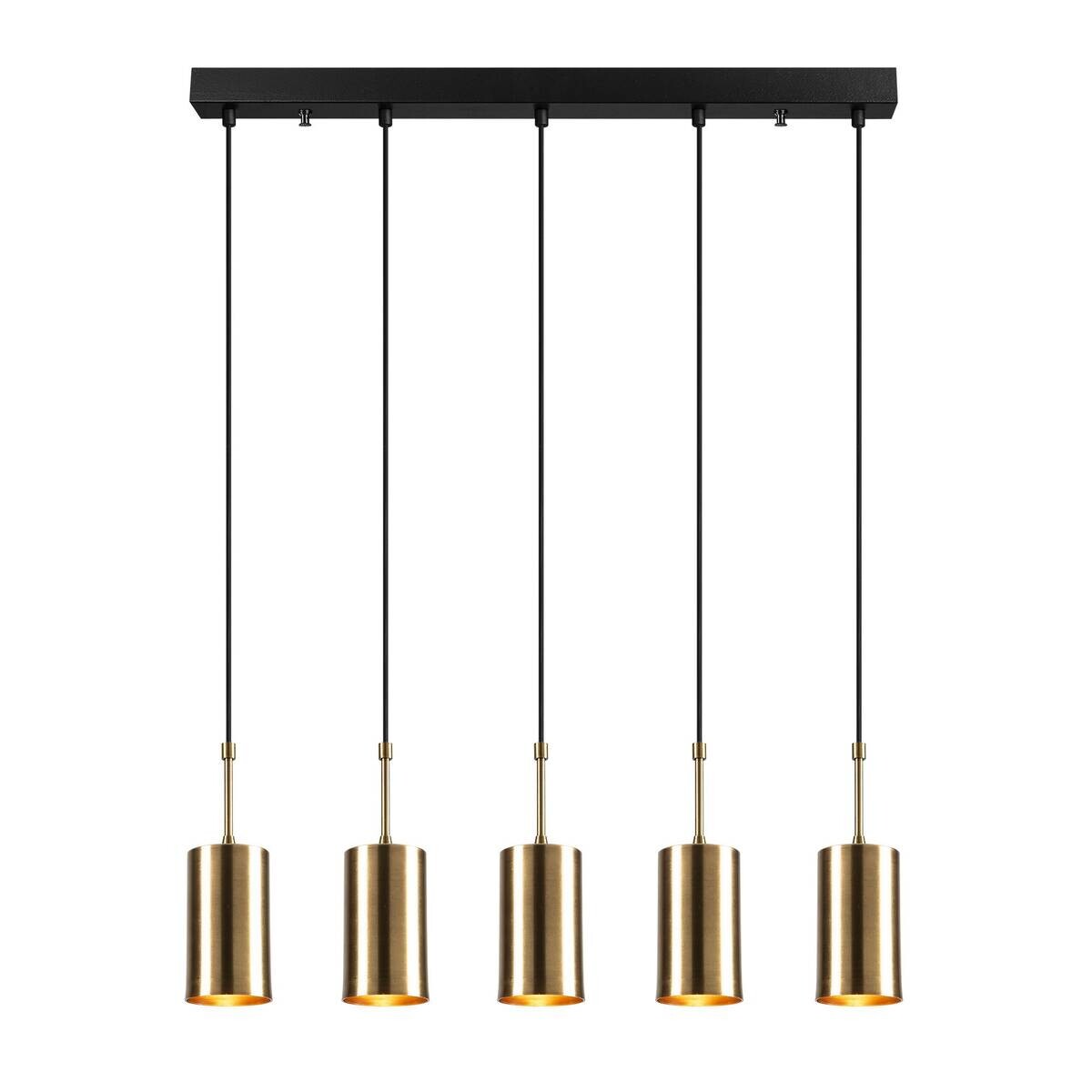 Opviq Pendelleuchte Kem gold schwarz Eisen B/H/L: ca. 9x120x79 cm E27 1 Brennstellen