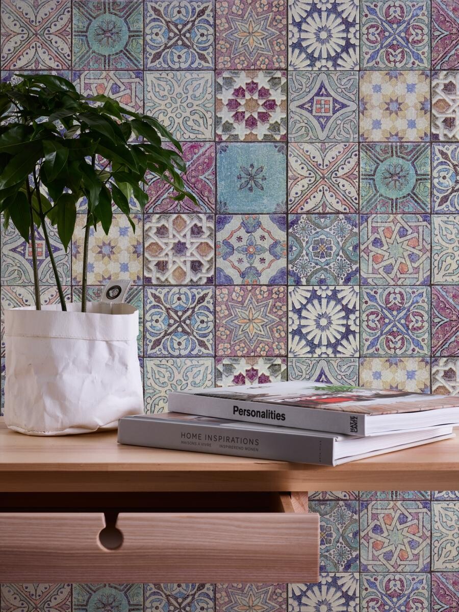 Vliestapete Fliesenoptik bunt B/L: ca. 53x1005 cm