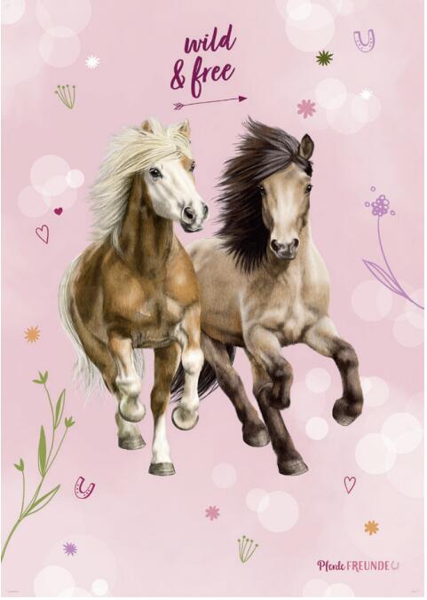 Pferde Freunde Kinderteppich rosa B/L: ca. 100x160 cm