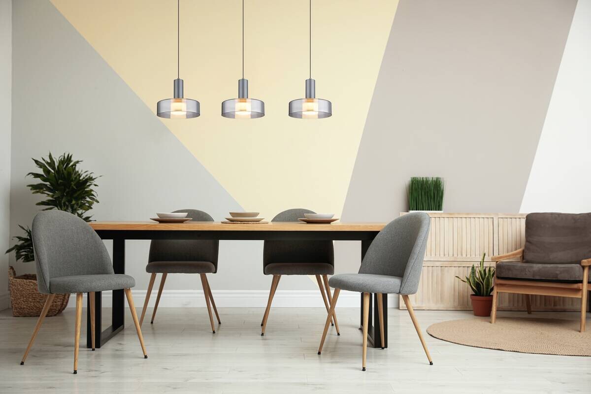 GLOBO Pendelleuchte grau Aluminium Glas Metall B/H/T/L: ca. 22x150x90x90 cm 1.0 Brennstellen