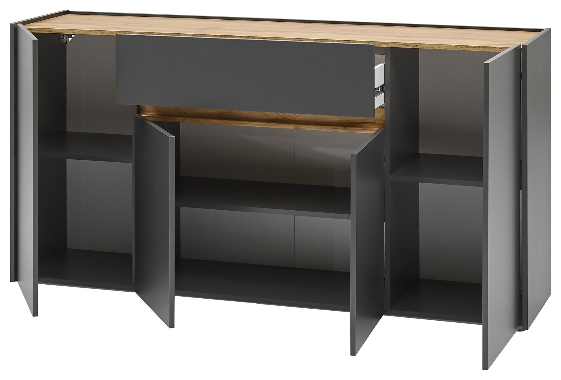 Sideboard City Eiche Wotan Nachbildung anthrazit B/H/T: ca. 170x84x40 cm