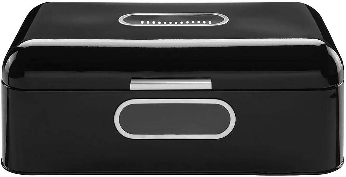 ECHTWERK Brotkasten Retro schwarz Metall B/H/L: ca. 23,8x17x42,5 cm