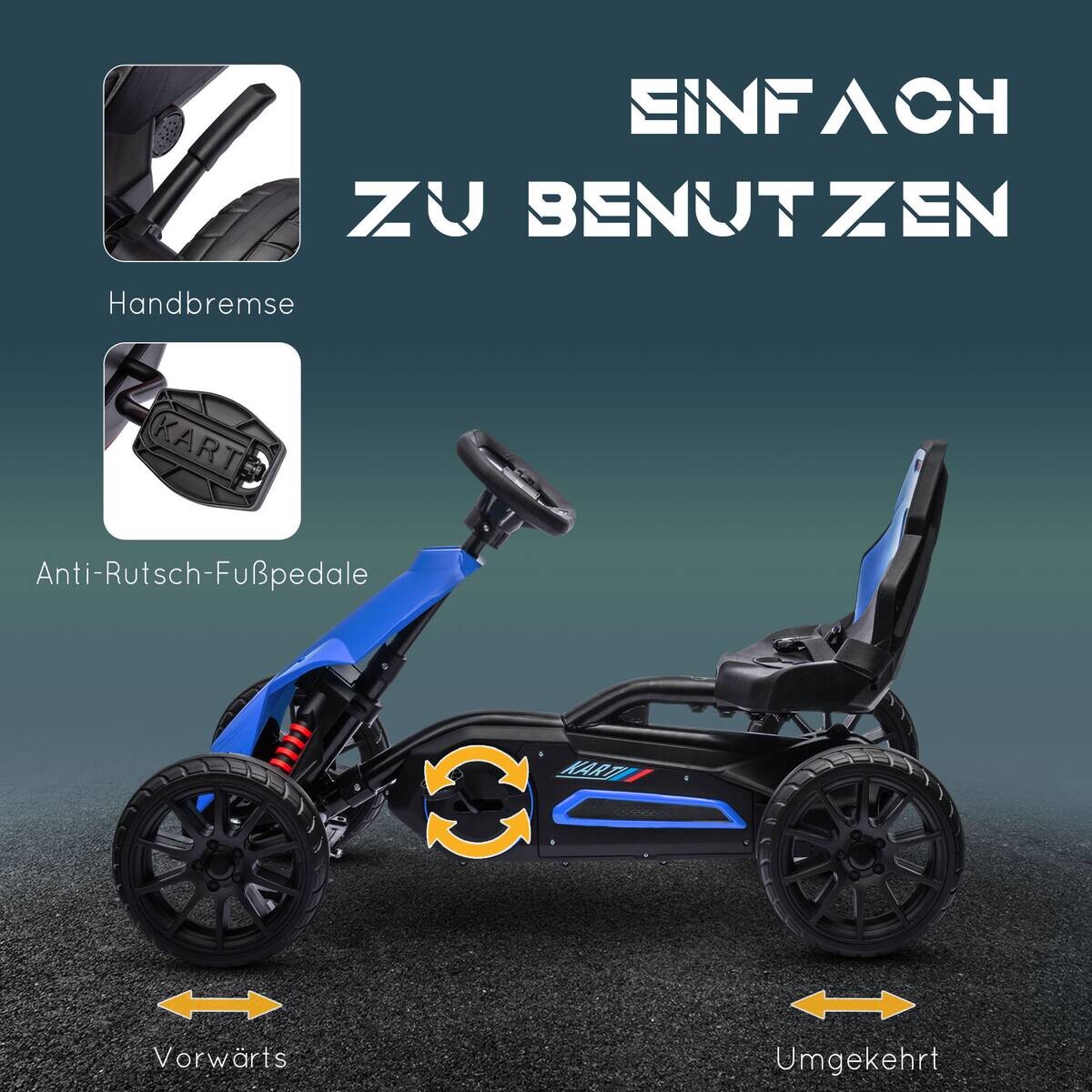 HOMCOM Go Kart blau B/H/L: ca. 58x58,5x100 cm