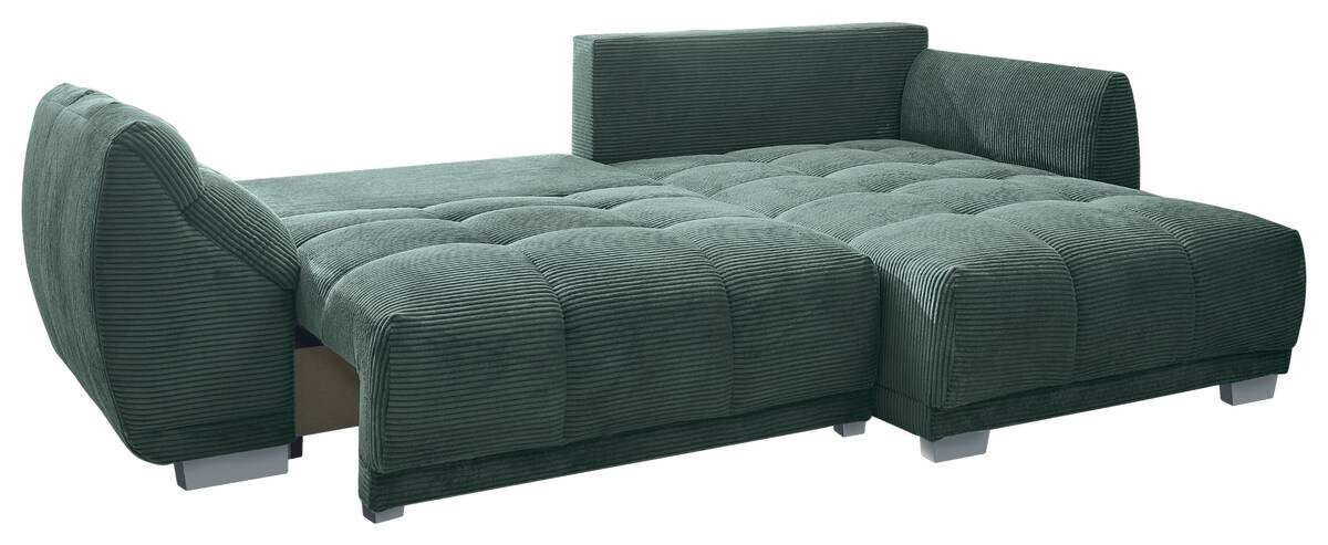 Ecksofa mit Bettfunktion und Bettkasten olive Microfaser B/H/T: ca. 288x78x179 cm