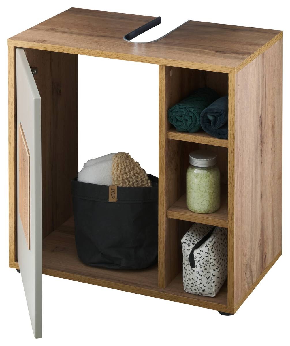 Waschbeckenunterschrank Greece Wildeiche Nachbildung grau B/H/T: ca. 60x60x35 cm