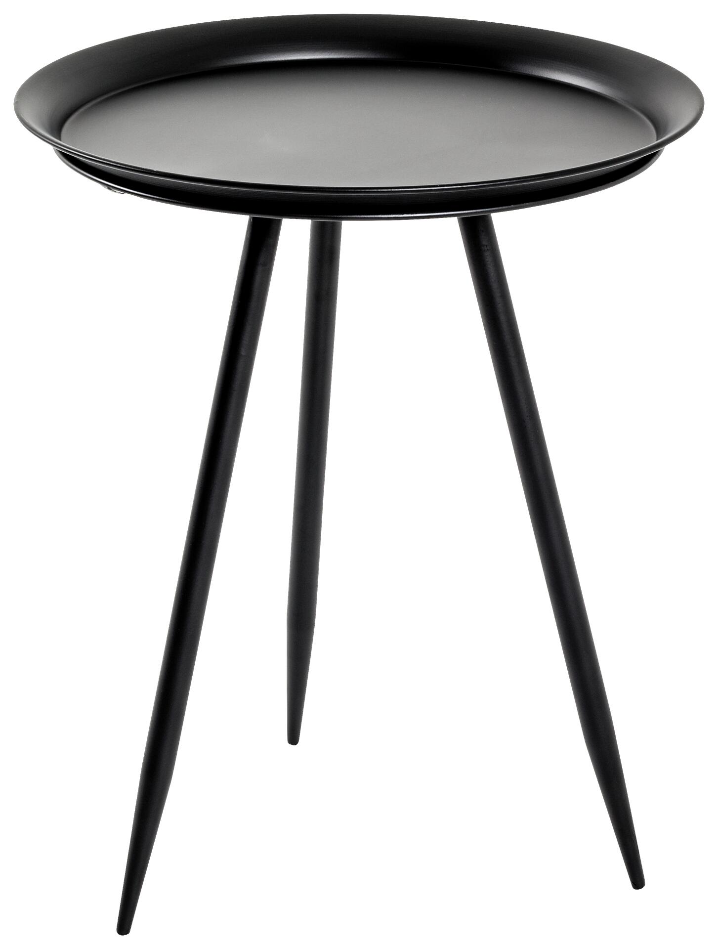 Beistelltisch  schwarz lackiert Metall H/D: ca. 54x44 cm