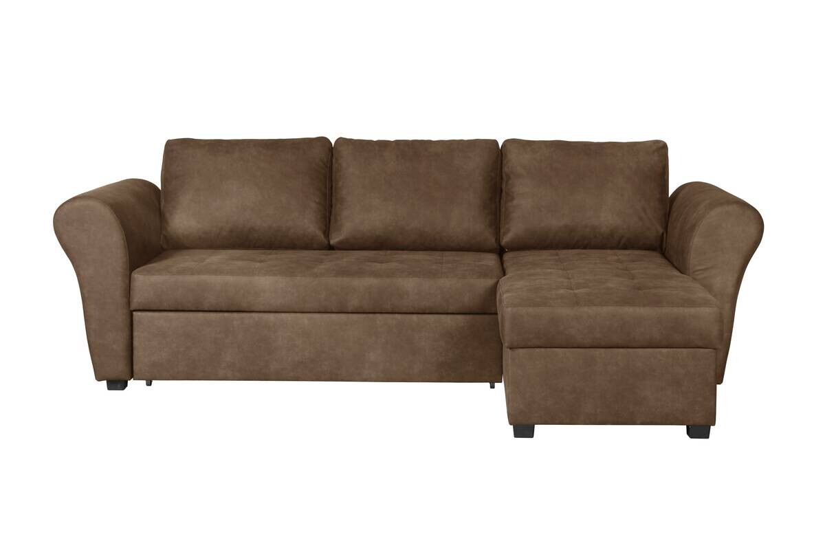 Ecksofa mit Bettfunktion und Bettkasten braun Microfaser B/H/T: ca. 260x89x155 cm