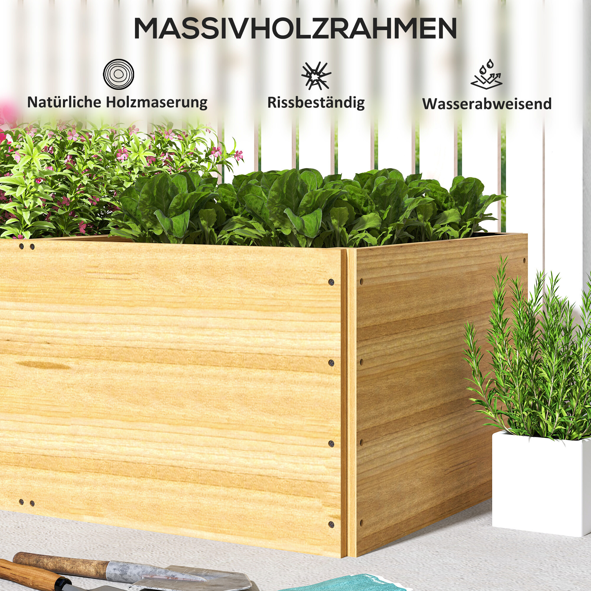 Outsunny Hochbeet natur Holz B/H/L: ca. 60x40x140 cm