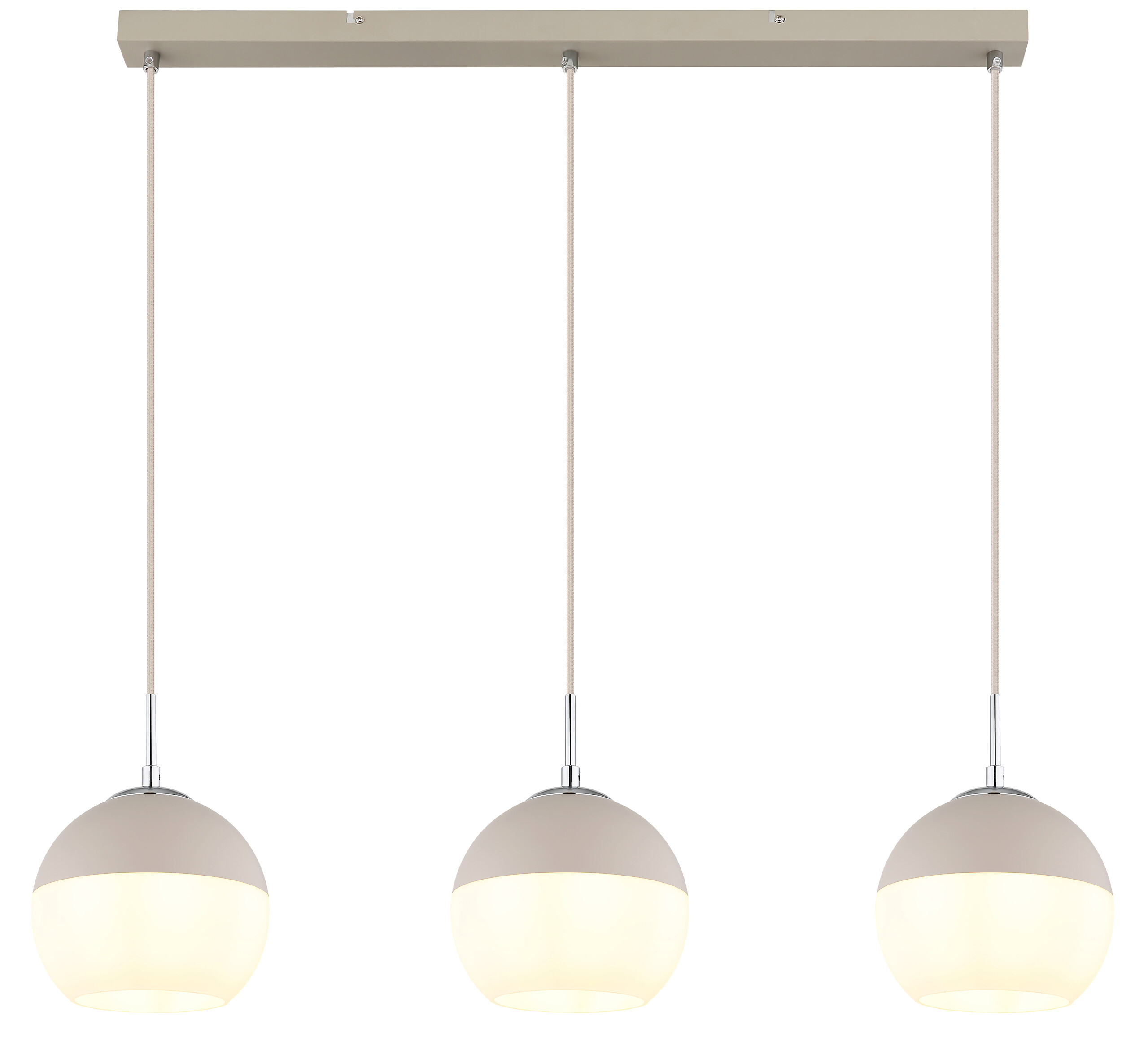 GLOBO Pendelleuchte weiß Opal sand Glas Textil Metall B/H/L: ca. 20x120x90 cm E27 3 Brennstellen