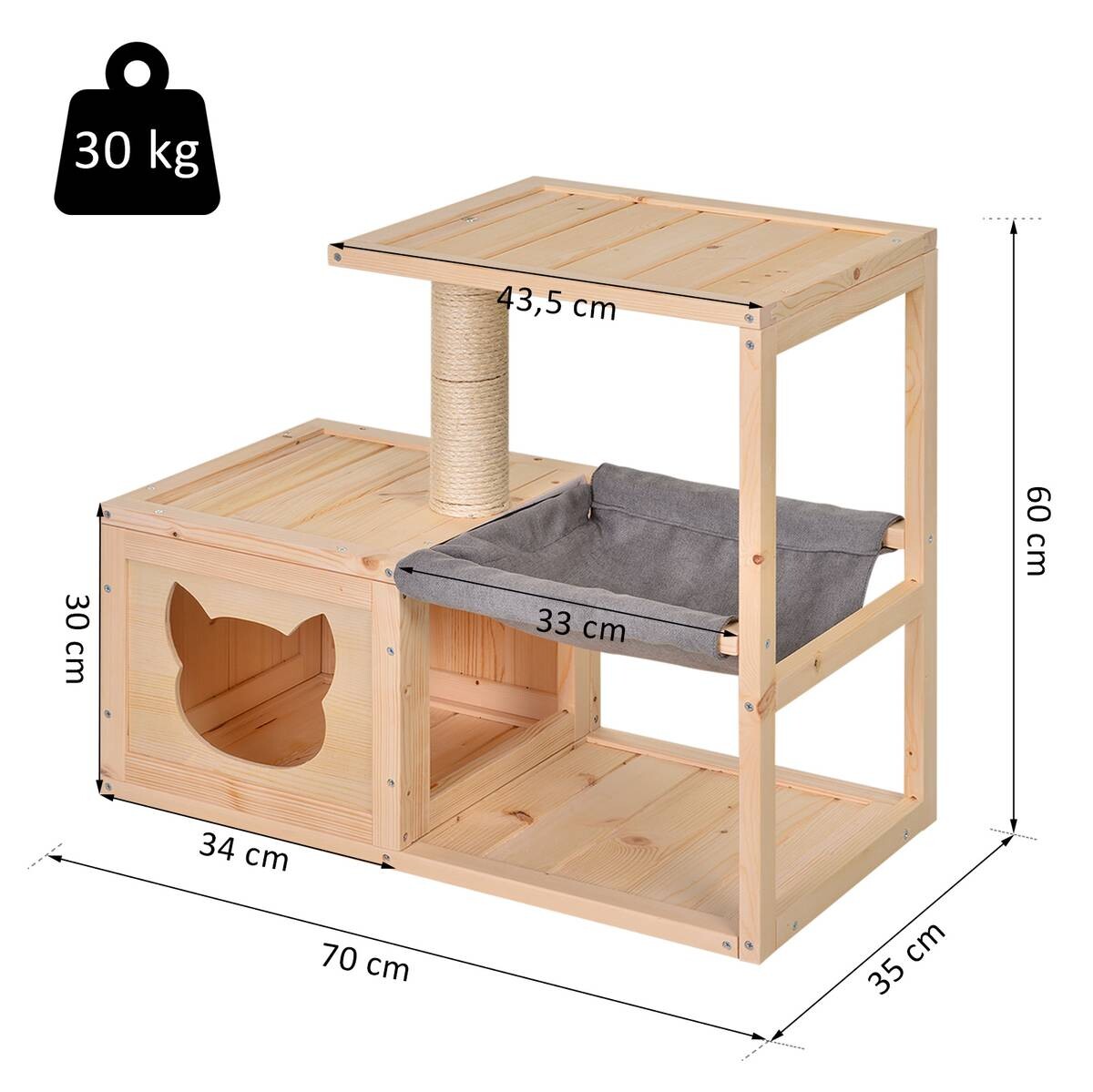 PawHut Katzenhaus natur Holz