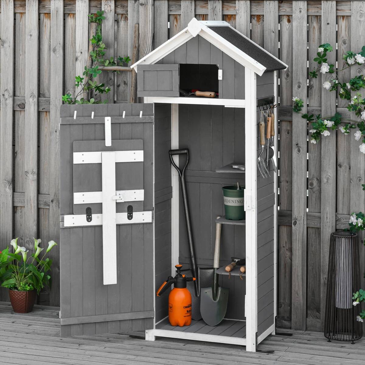 Outsunny Gartenhaus grau B/H/L: ca. 52,5x182x78 cm