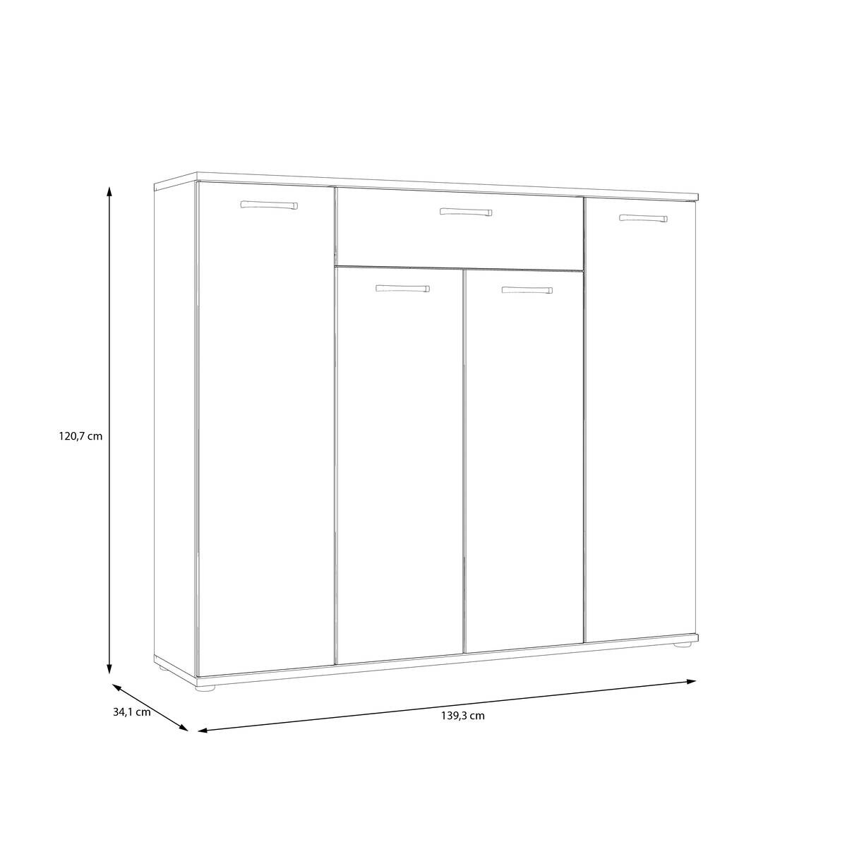 Kommode Beton dunkel Optik weiß B/H/T: ca. 139x121x35 cm