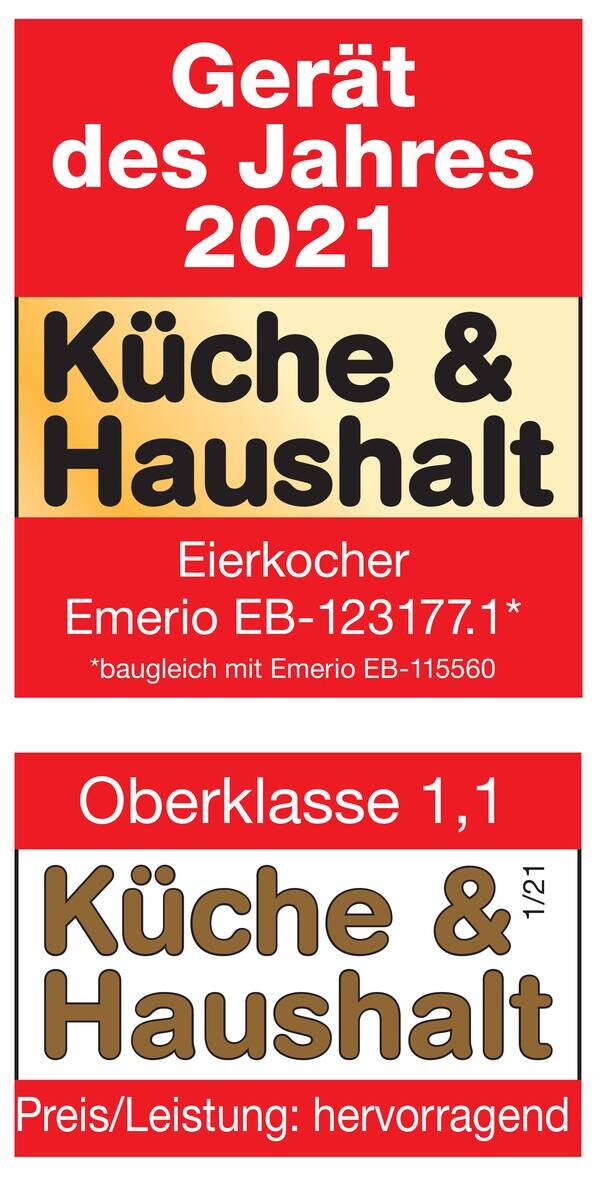 Emerio Eierkocher EB-123177.1 schwarz transparent silber Kunststoff B/H/T: ca. 17,5x15x19 cm