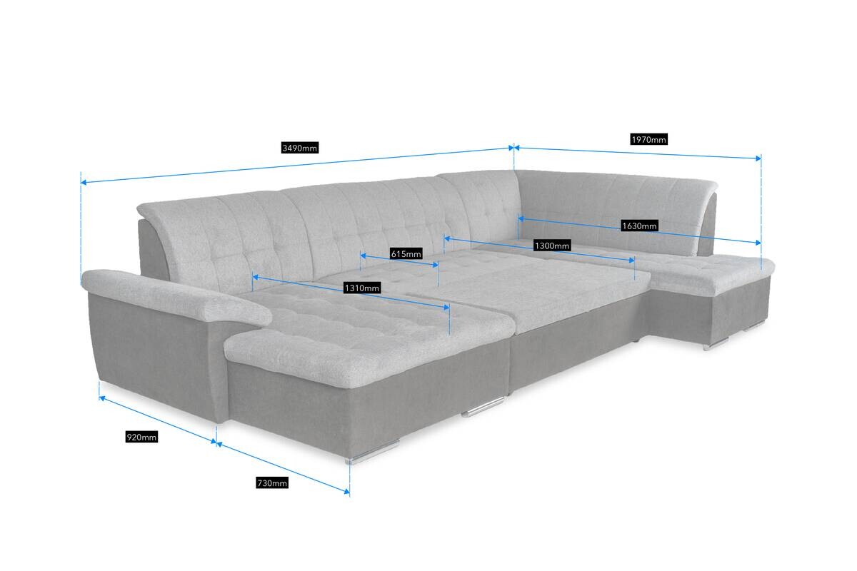 Wohnlandschaft Monica schwarz grau Flachgewebe B/H/T: ca. 348x87x198 cm